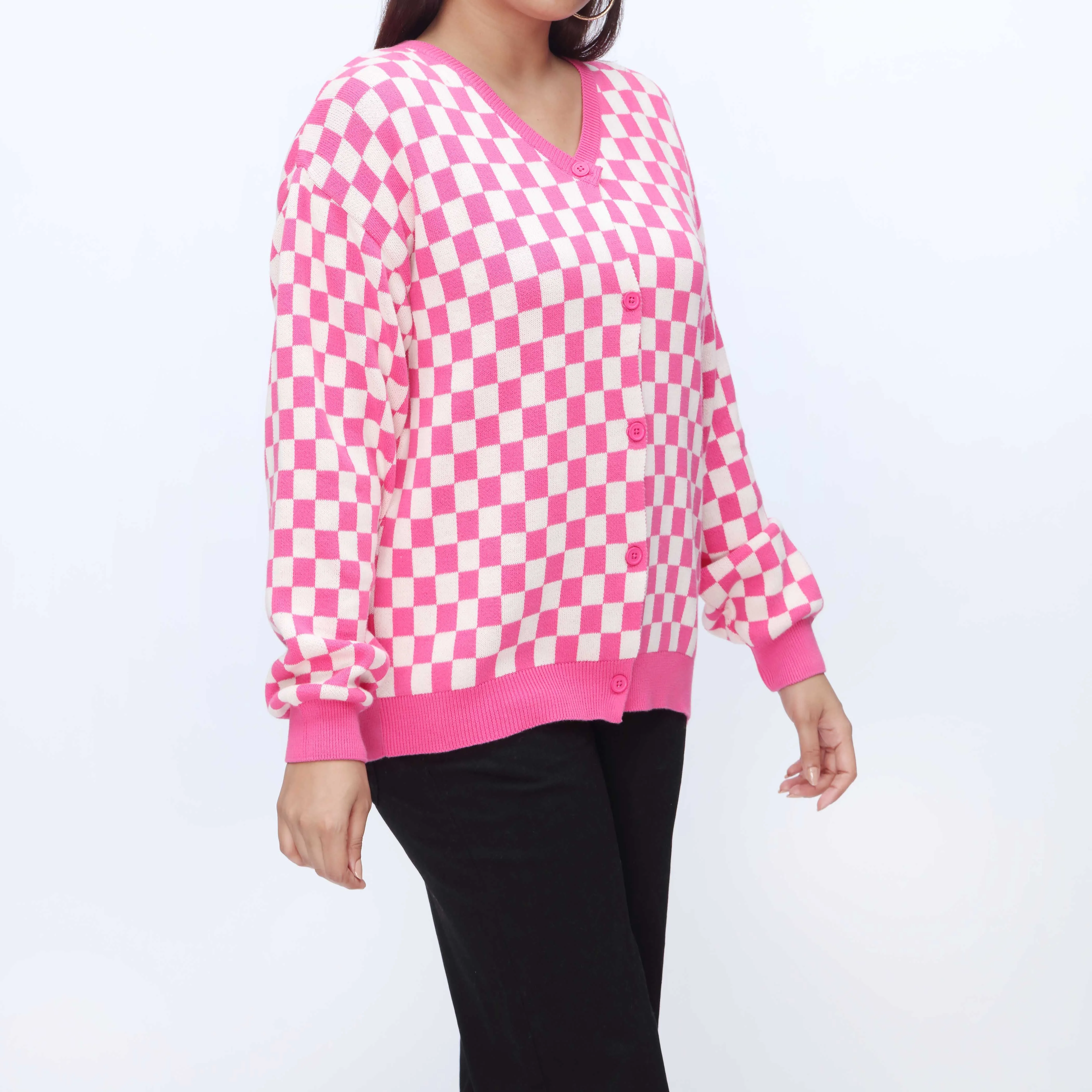 Pink Mid Length Cardigan PW3906 - Image 2