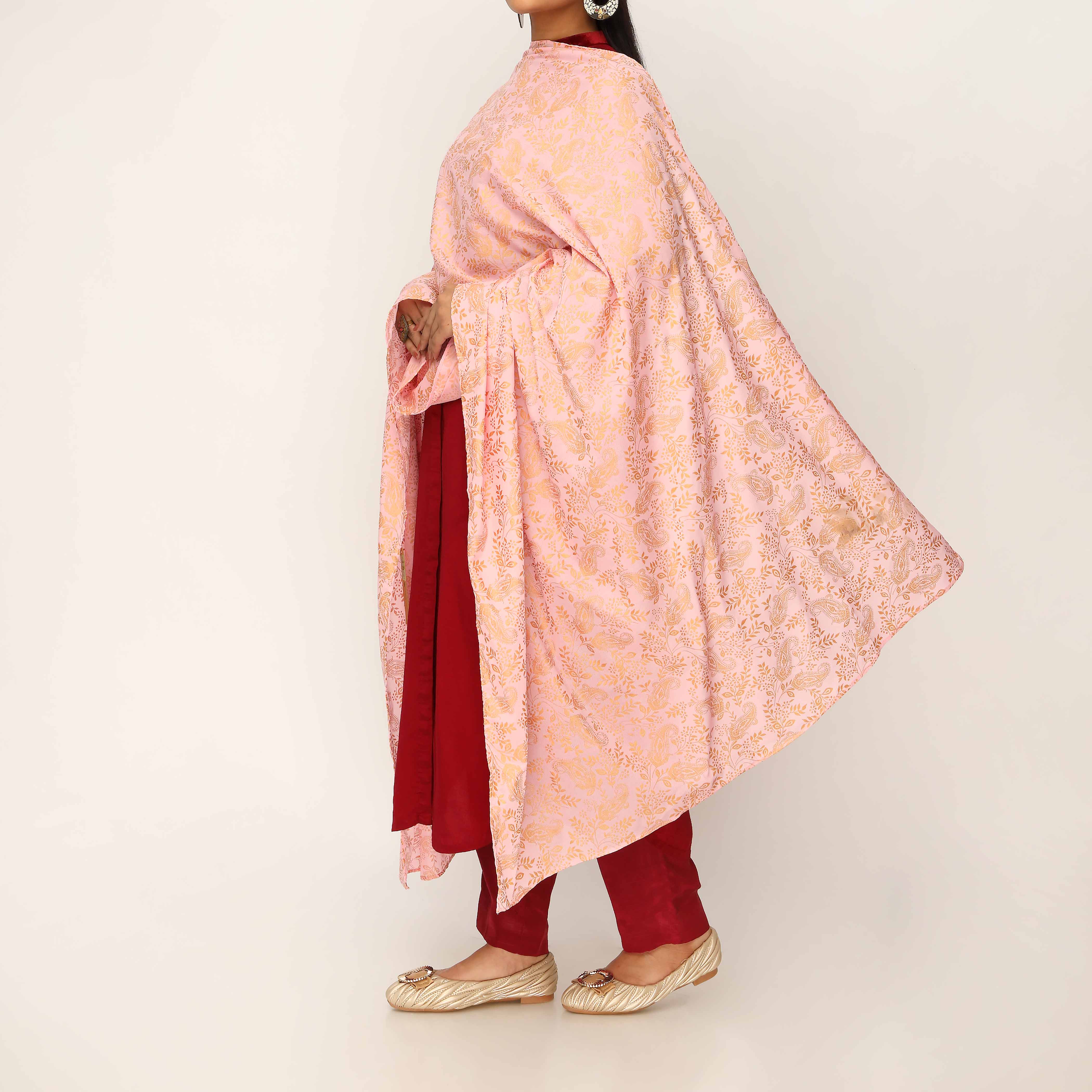 Pink Plain Chiffon Dupatta PD5503 - Image 2
