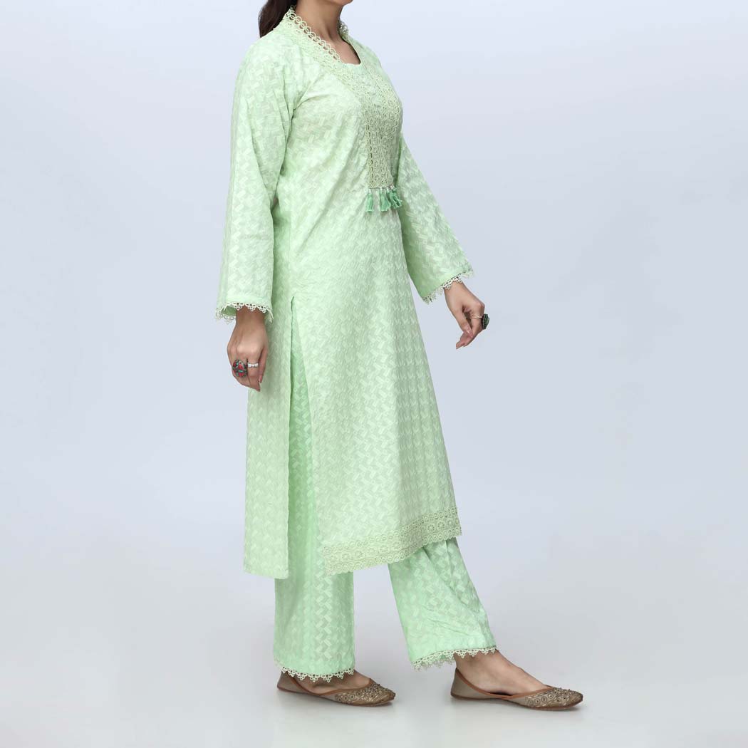 2PC-Embroidered ChikanKari Suit PS4075 - Image 2