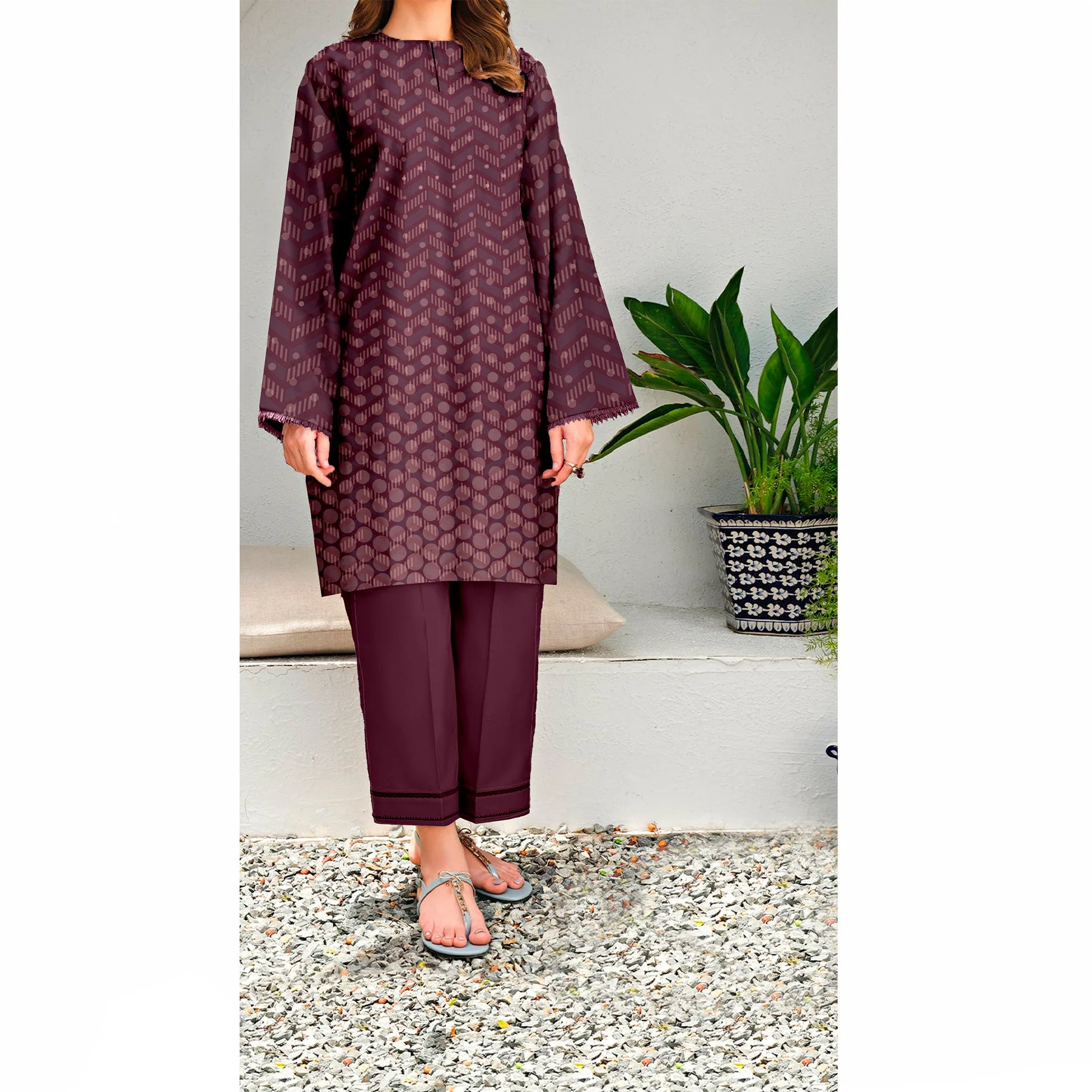 Printed Slub Khaddar Shirt UW5024 - Image 2