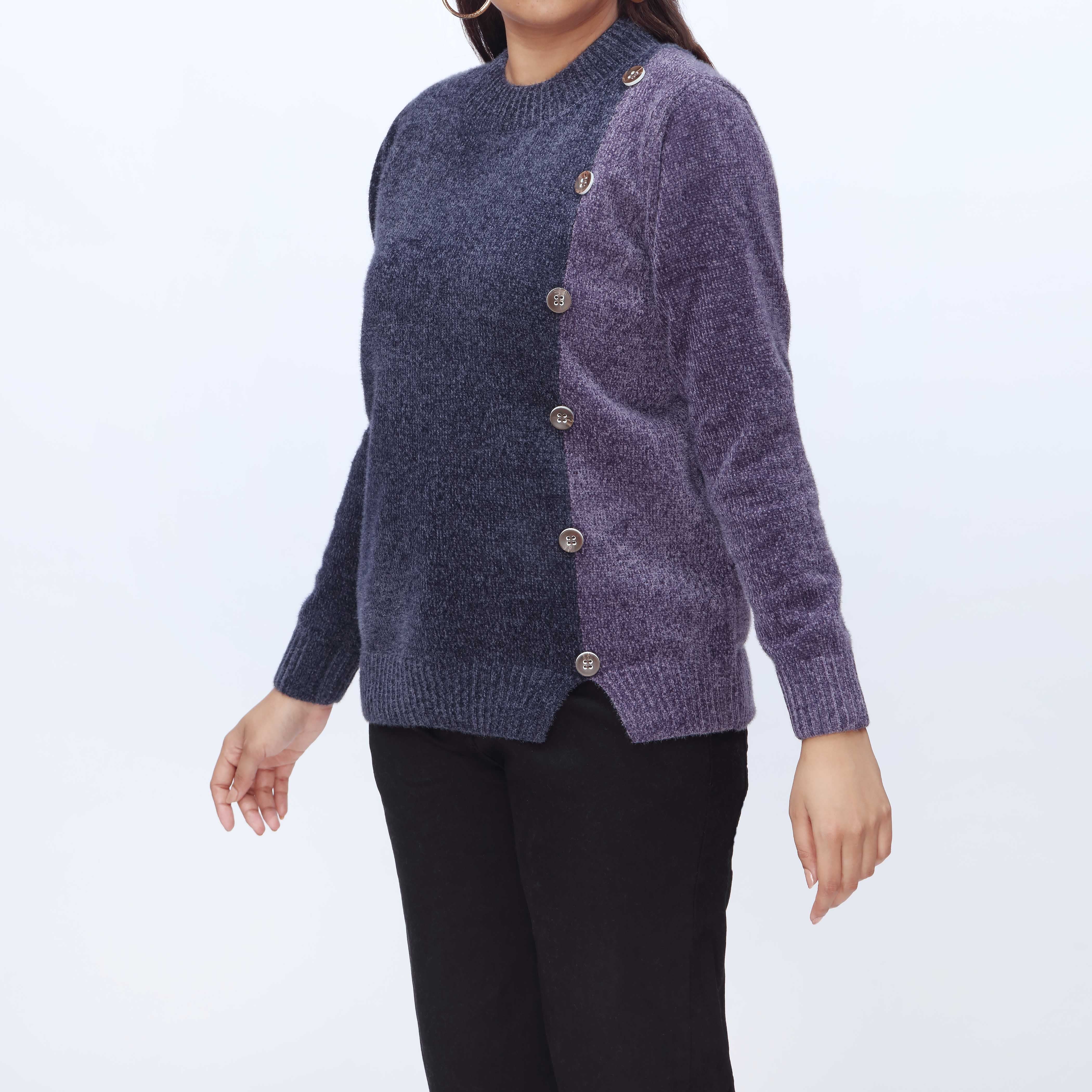 Purple Crew Neck Pullover Sweater PW3916 - Image 2