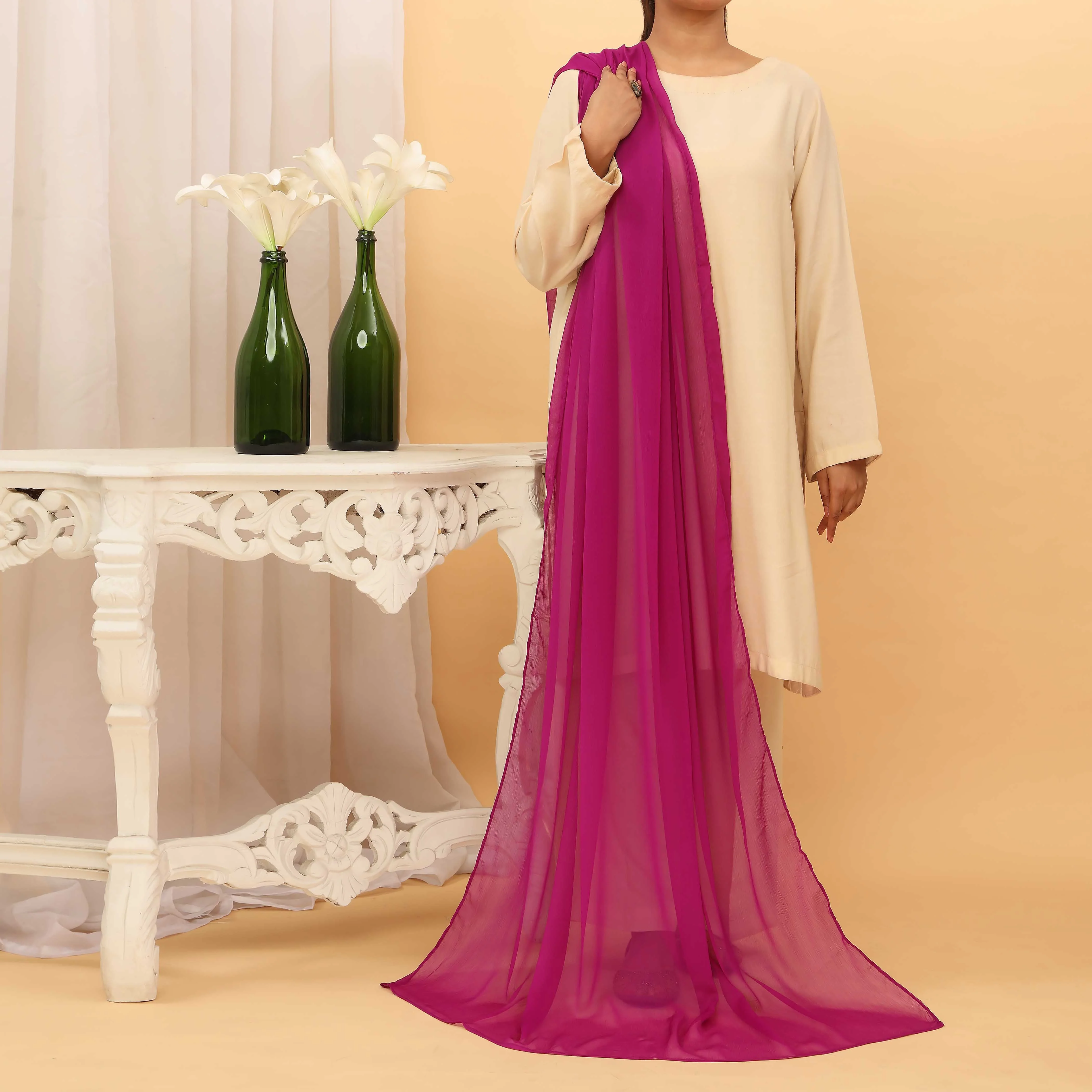 Purple Plain Chiffon Dupatta PD5380 - Image 2