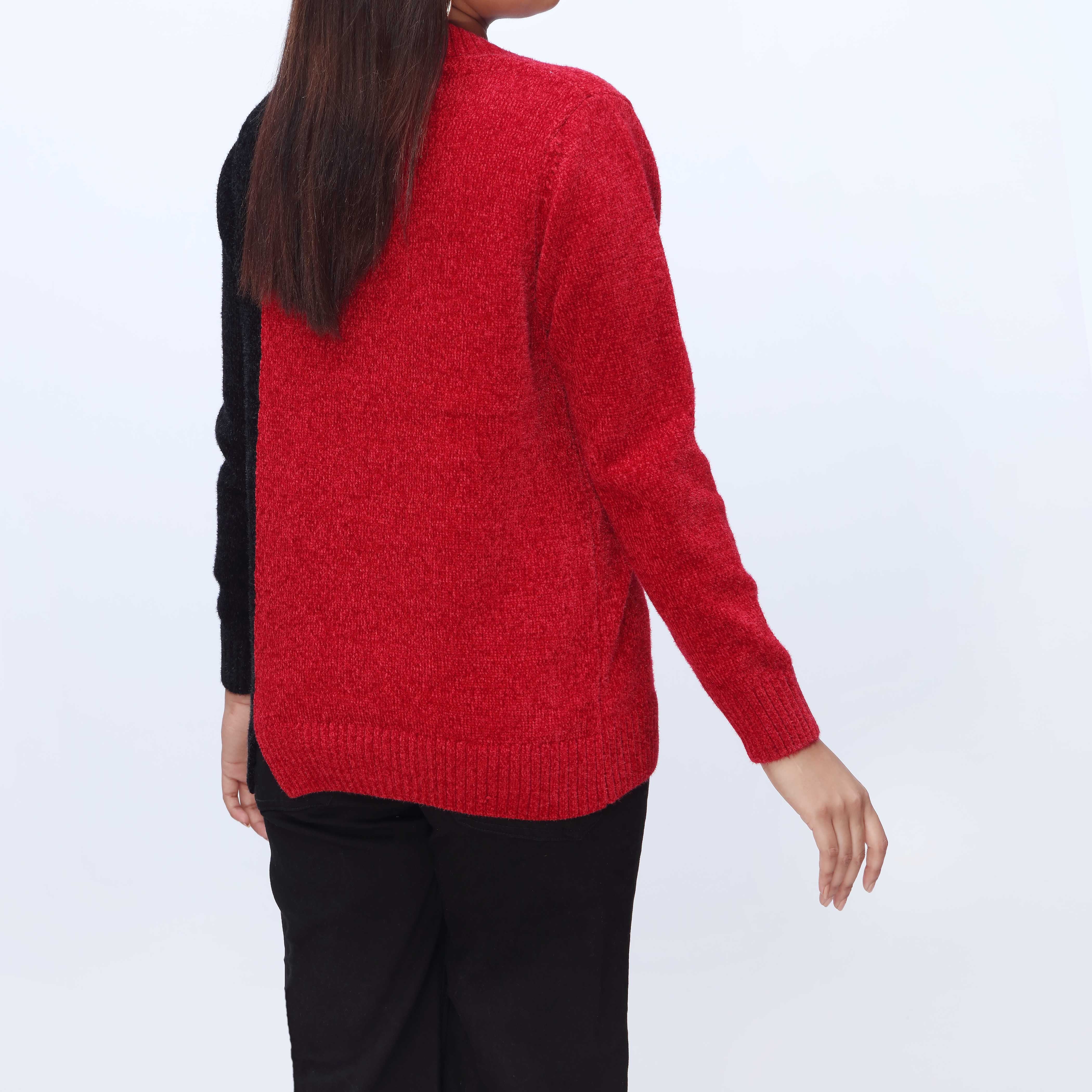 Red Crew Neck Pullover Sweater PW3916 - Image 3