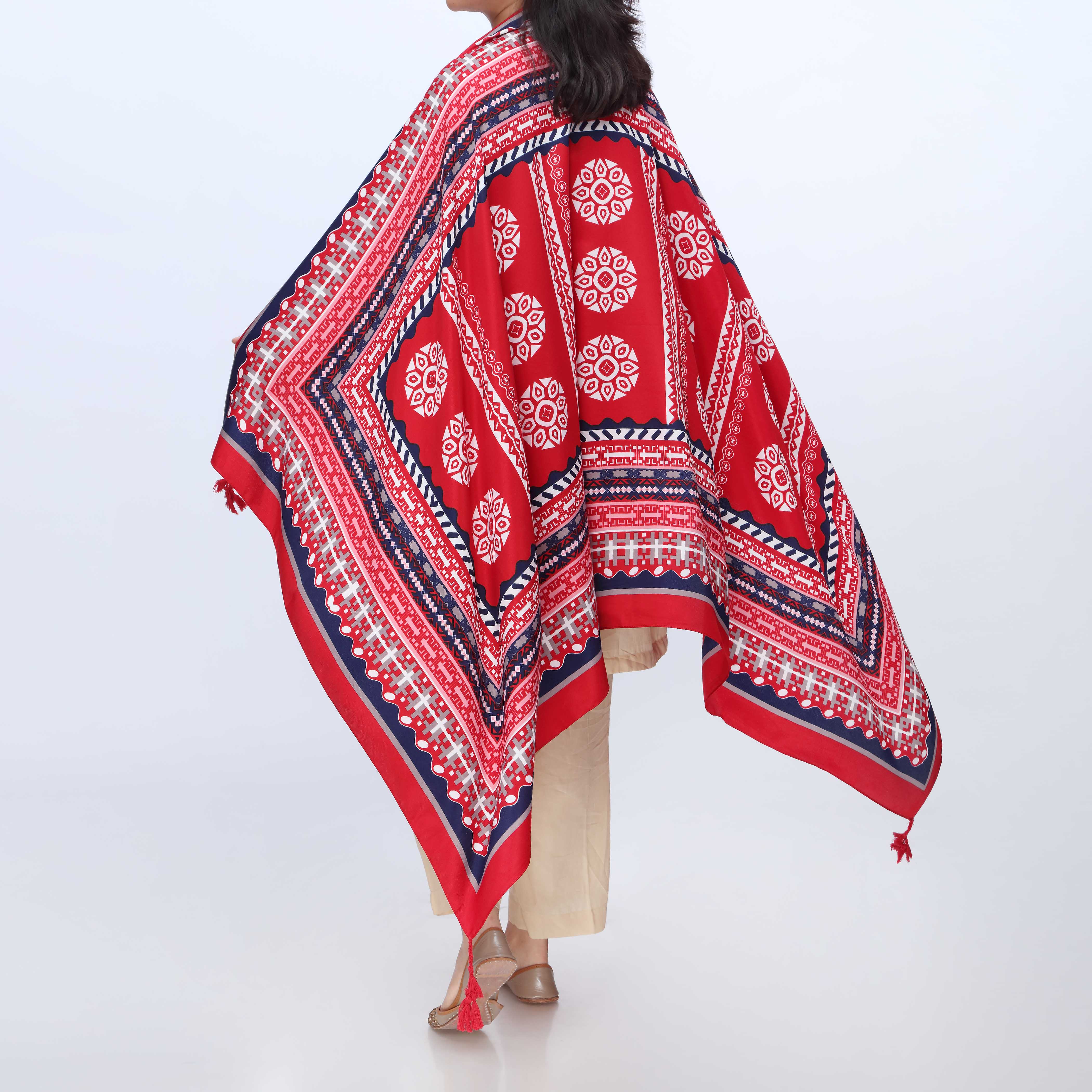 Red Digital Printed Dupatta PW3773 - Image 2