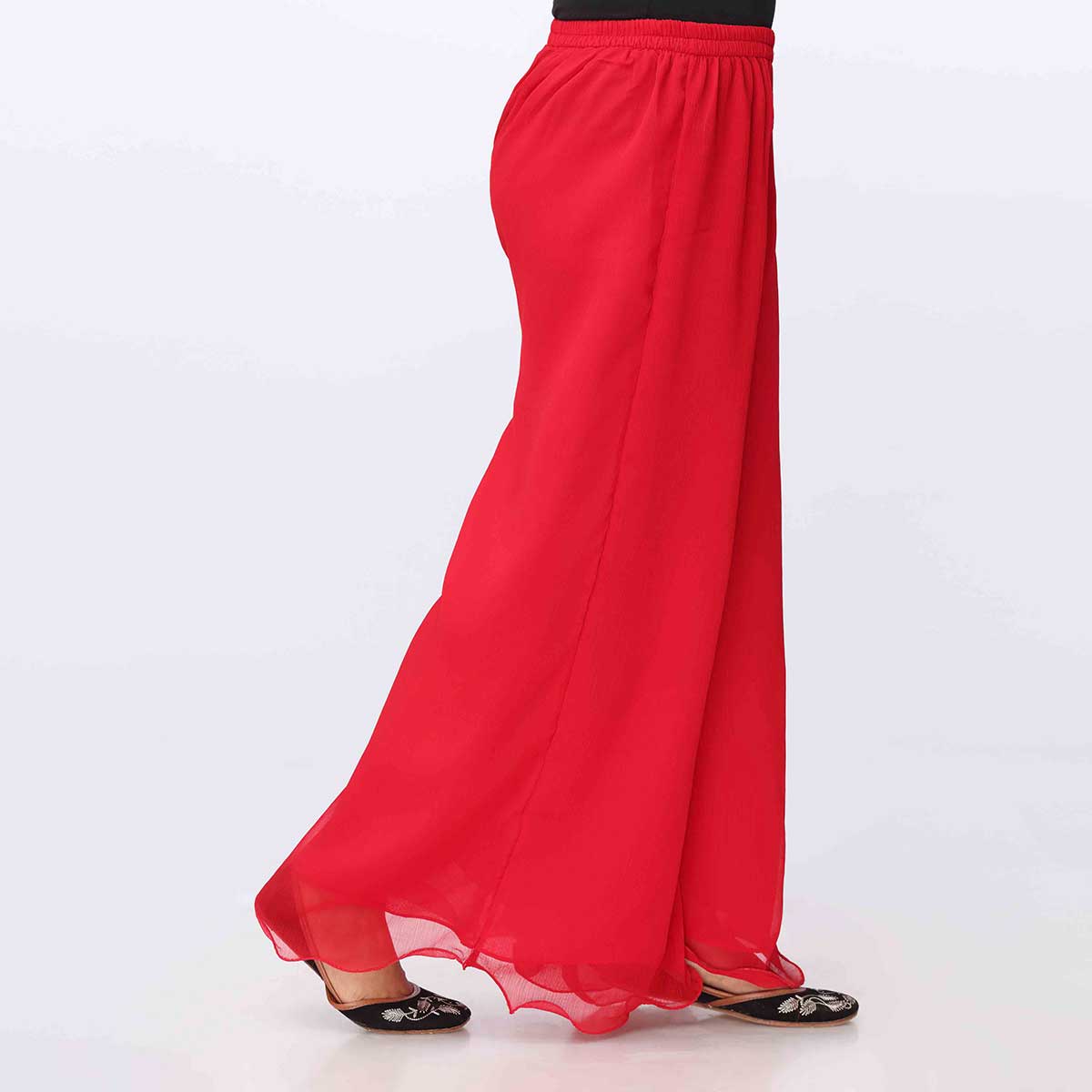 Red Dyed Chiffon Plazo PW3621 - Image 2