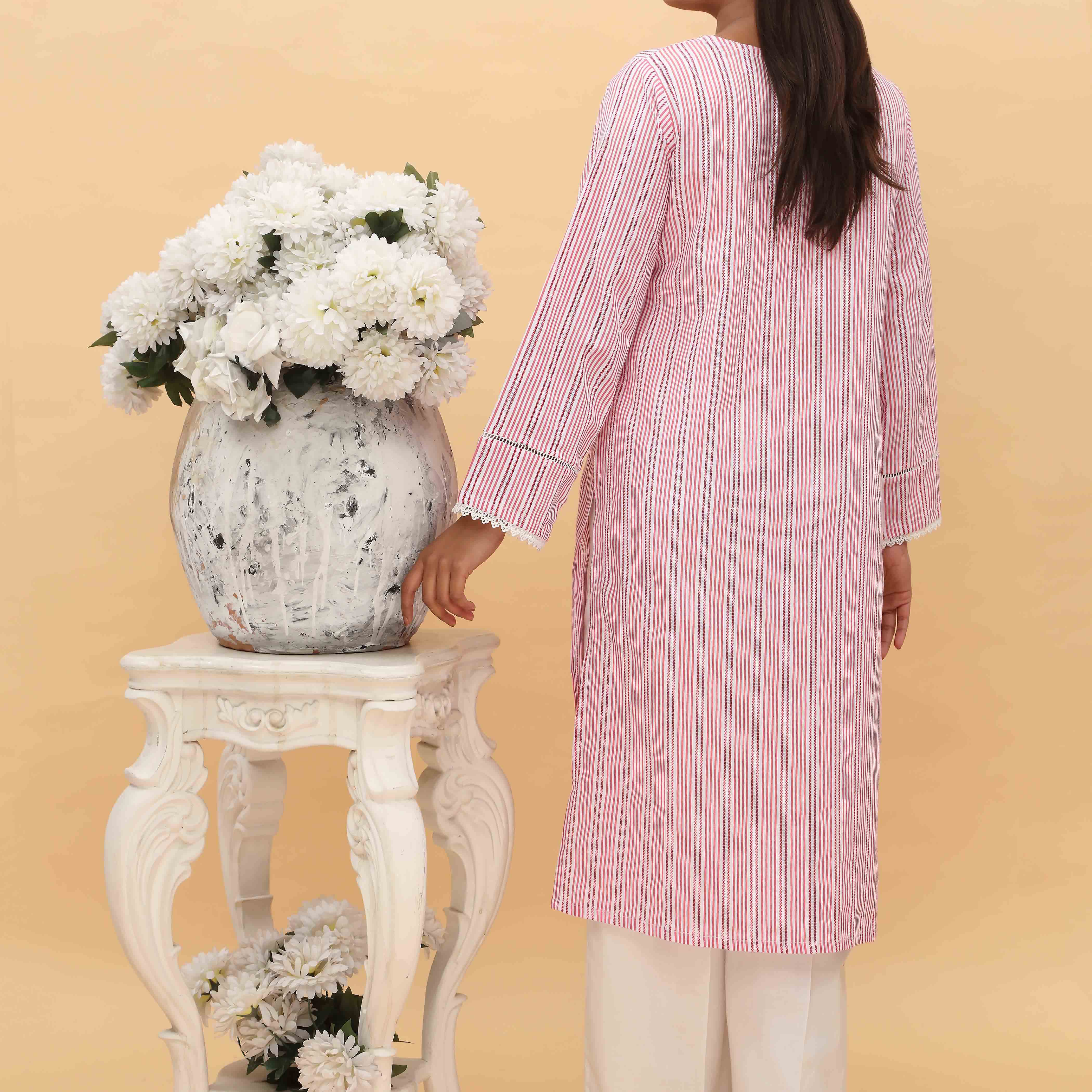 1PC- Dyed Cotton Jacquard Shirt PS5054 - Image 3