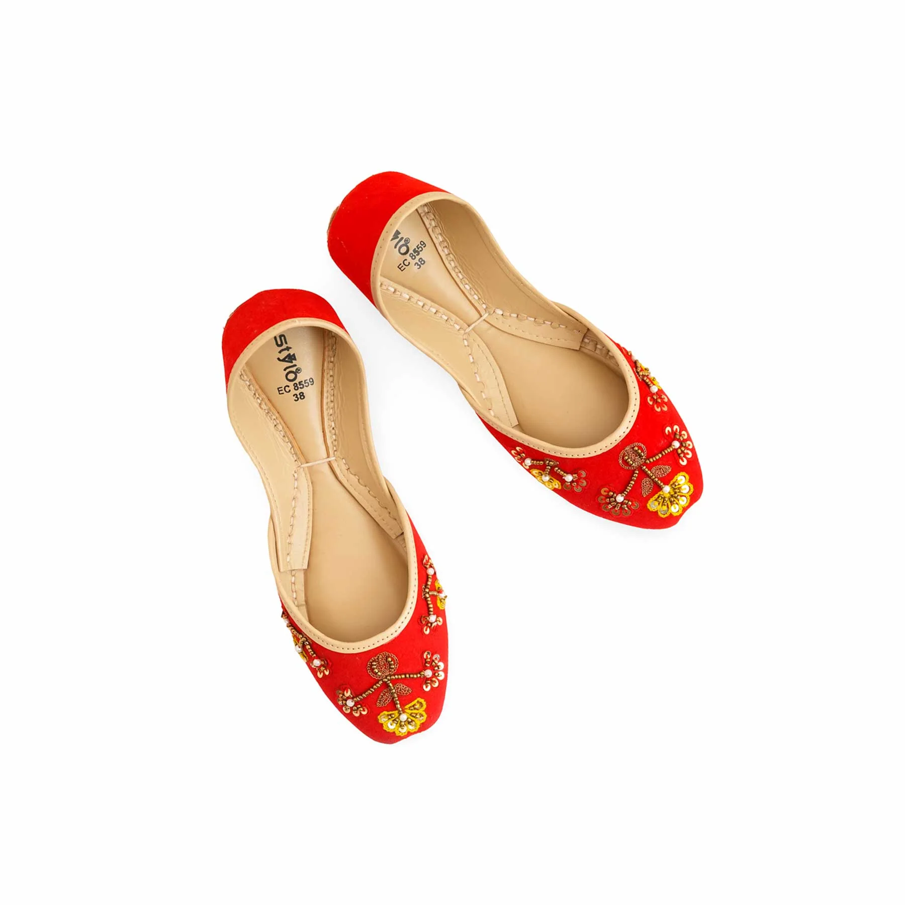 Red Fancy Khussa For Women EC8559 - Image 5
