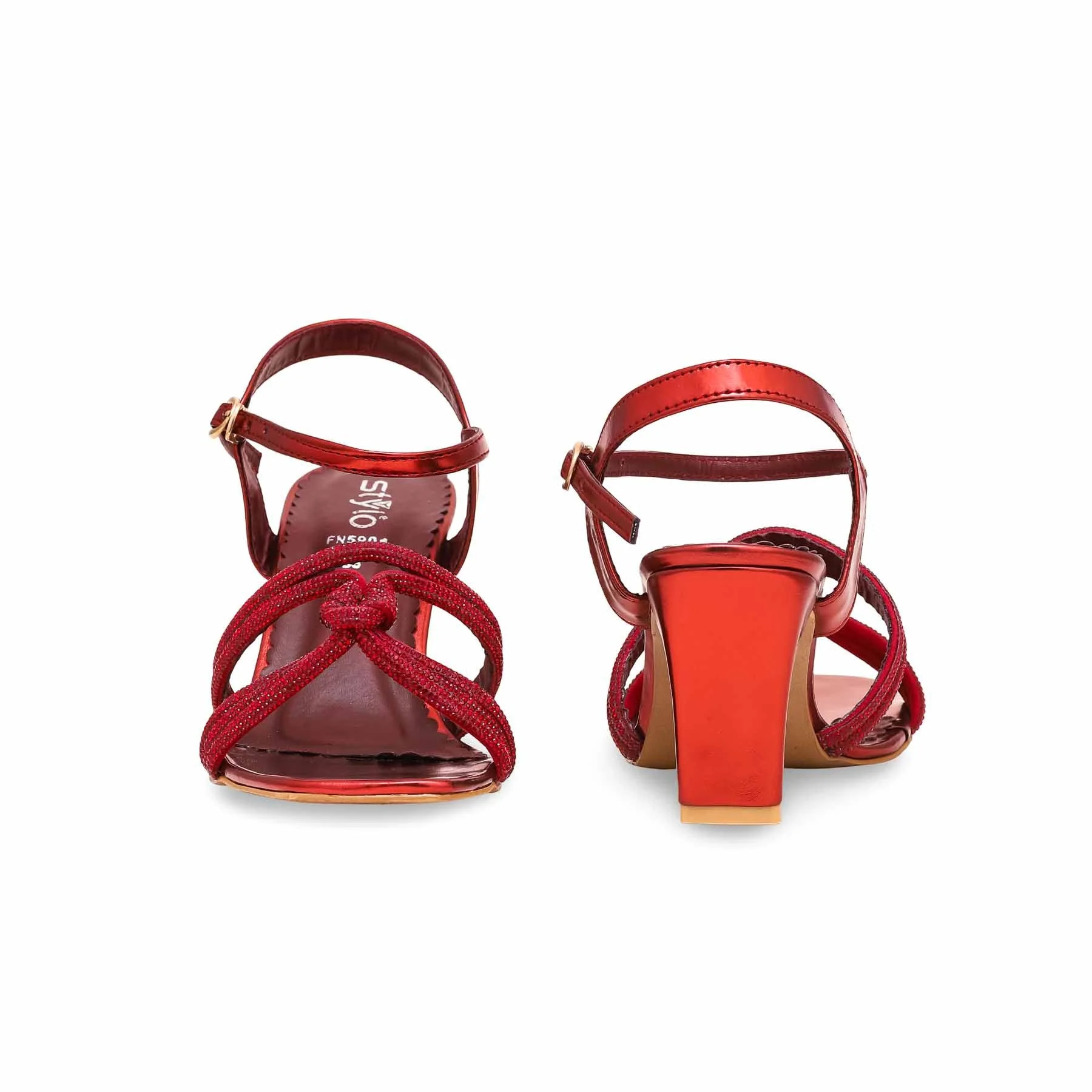 Red Fancy Sandal FN5901 - Image 4