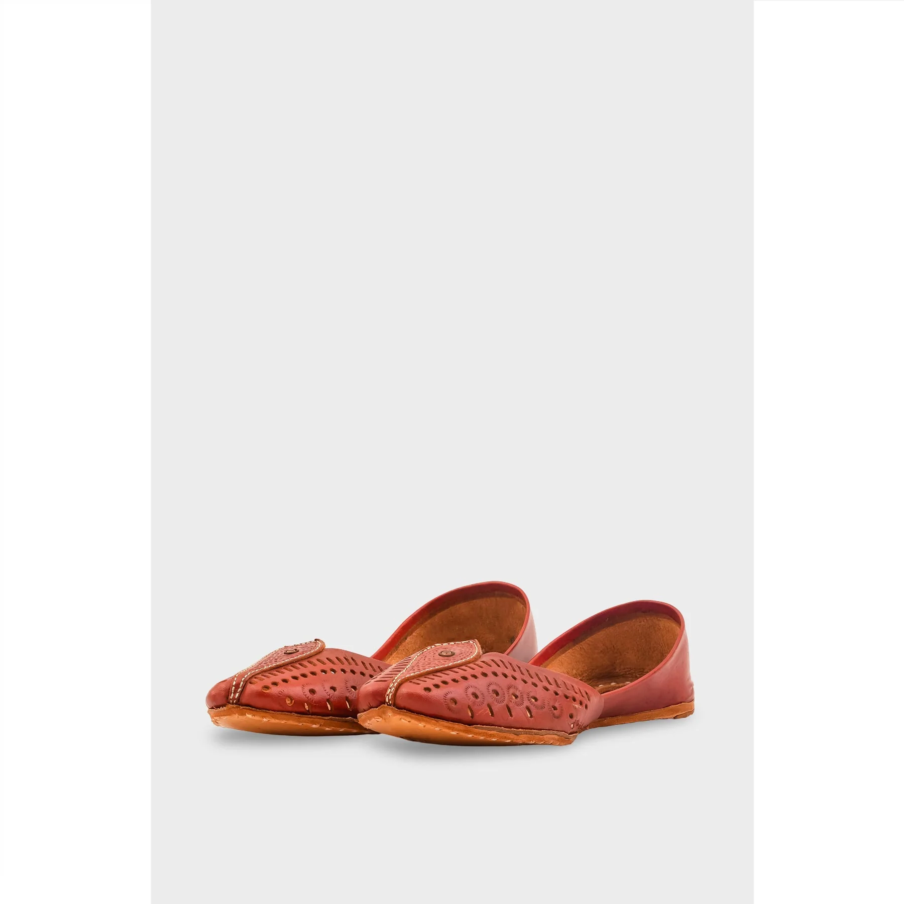 Red Leather Khussa For Women EC8710 - Image 3
