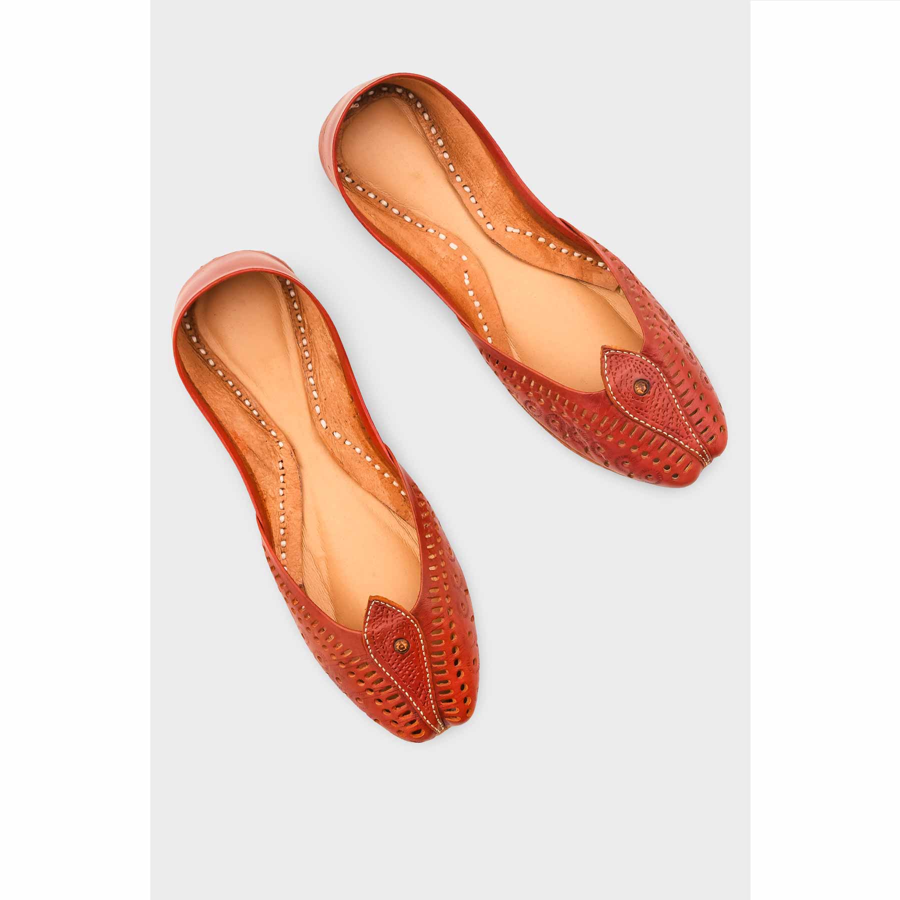 Red Leather Khussa For Women EC8710 - Image 5
