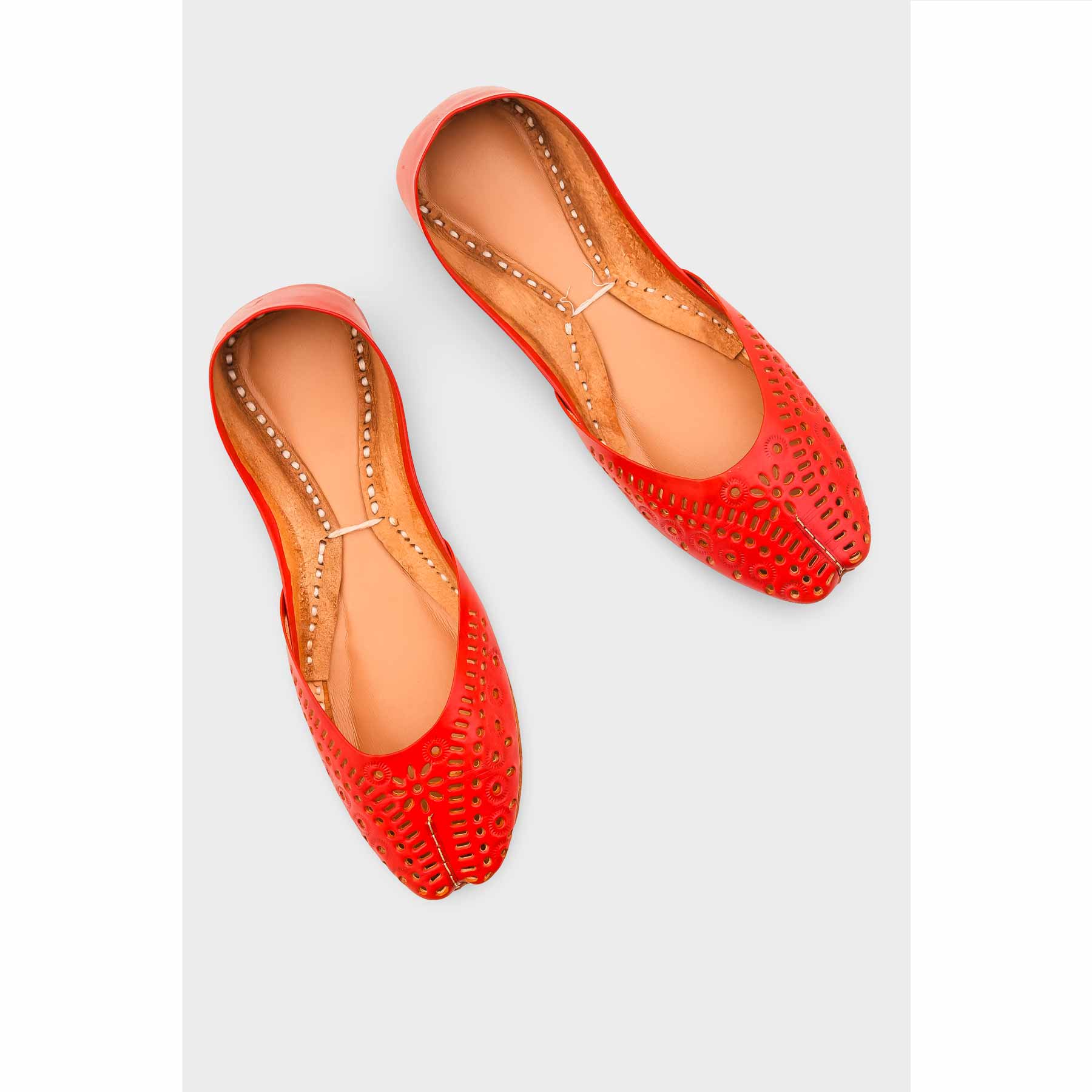 Red Leather Khussa For Women EC8713 - Image 5