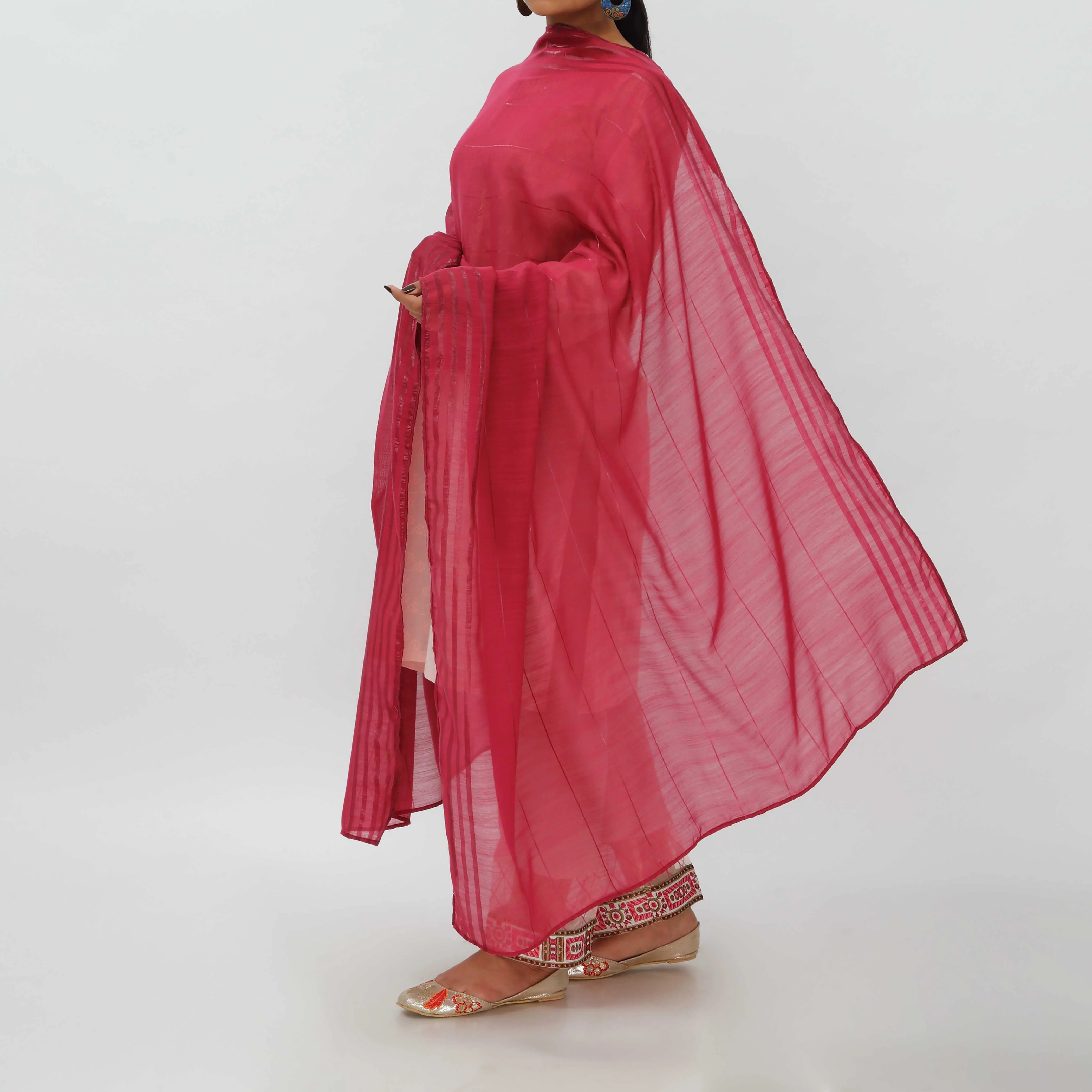 Red Monark Poly Cotton Duppata PD5541 - Image 2