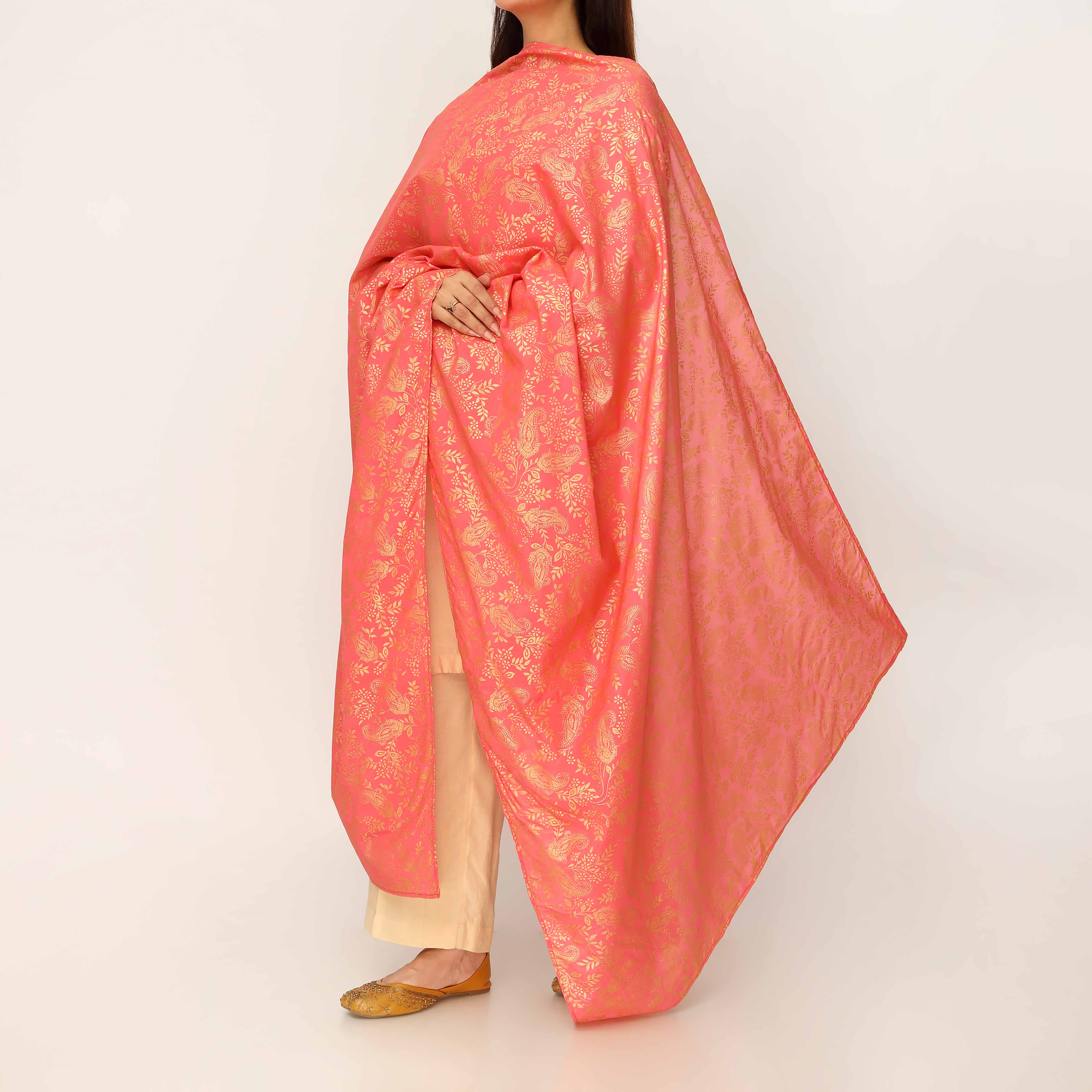 Red Plain Chiffon Dupatta PD5502 - Image 3