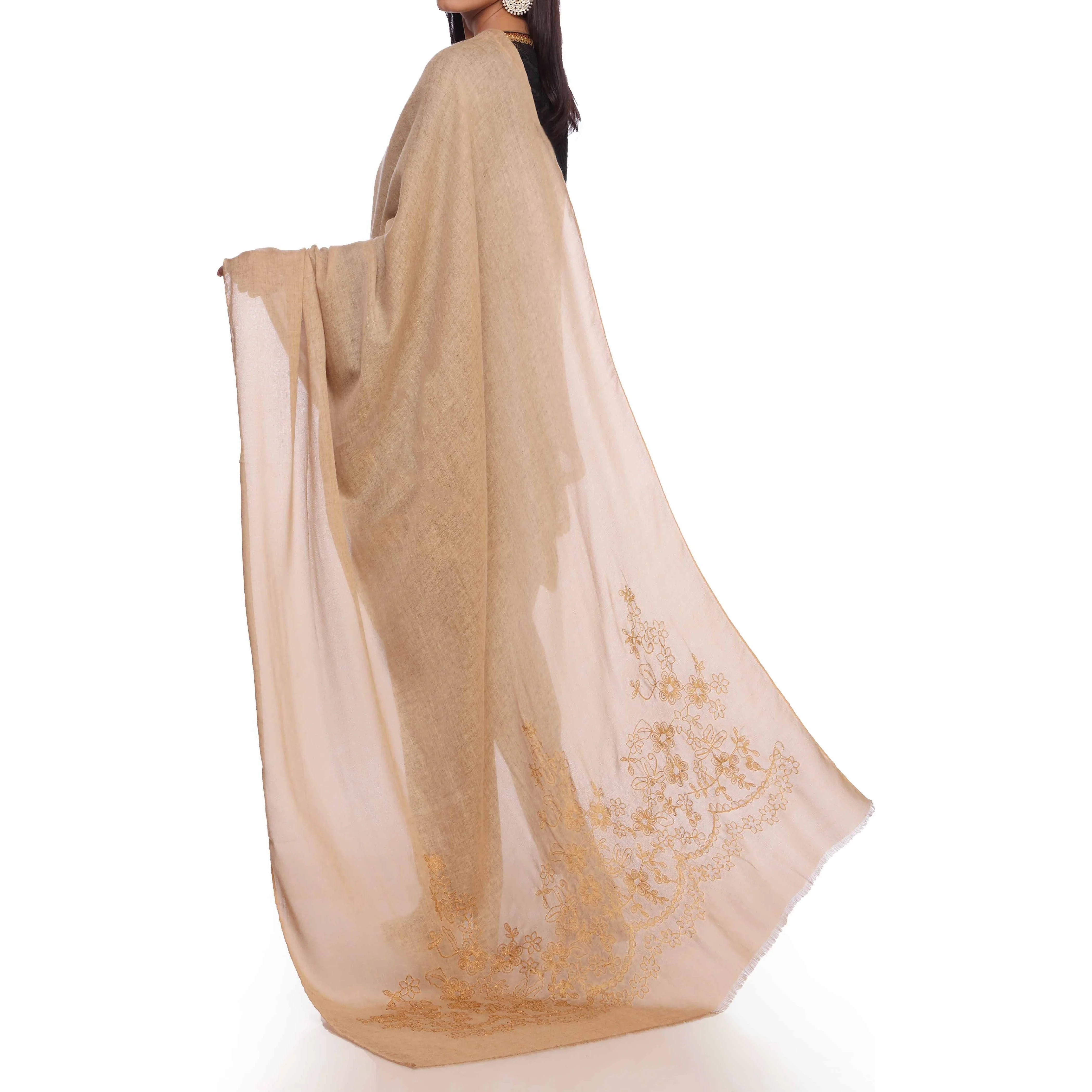 Rust Aari Embroidered Shawl PW2736 - Image 3