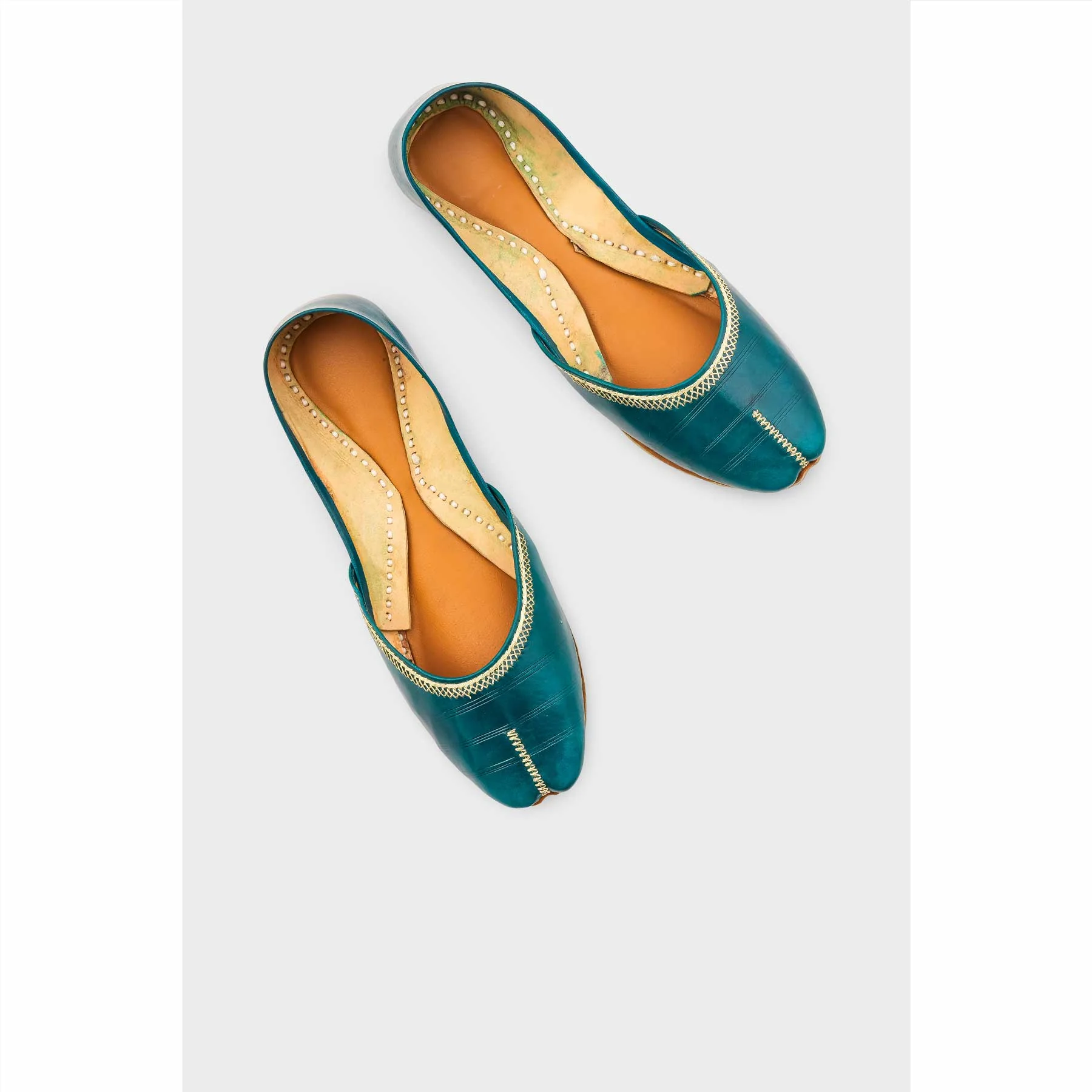 Seagreen Leather Khussa For Women EC8712 - Image 5