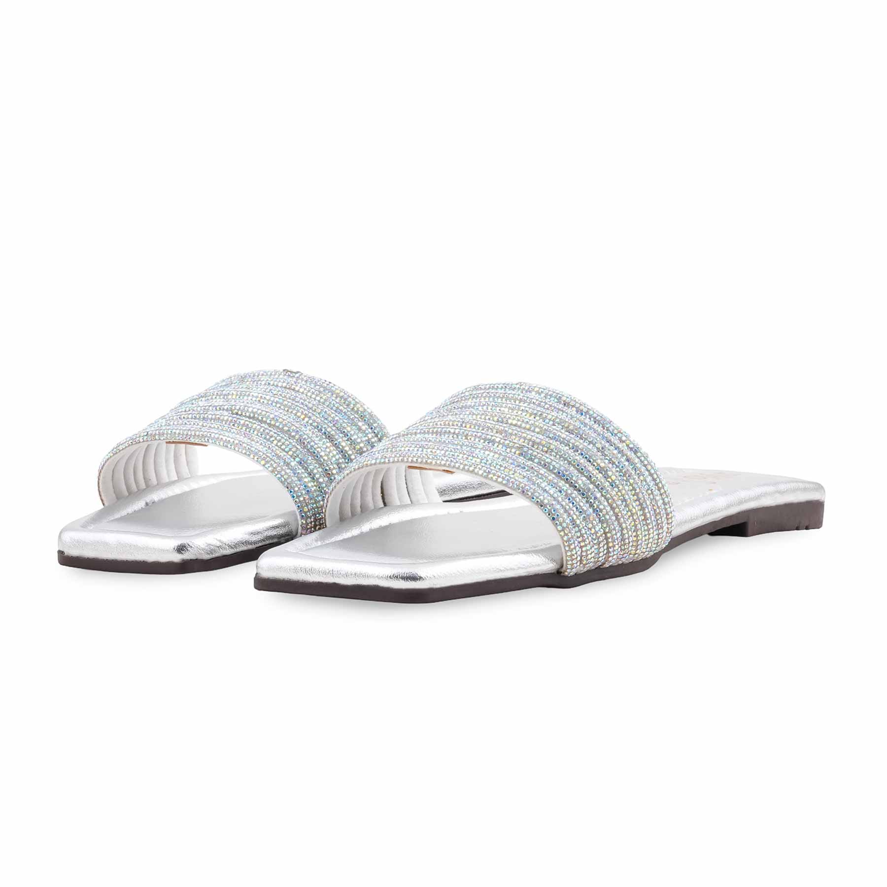 Silver Casual Slipper For Ladies CL2229 - Image 3