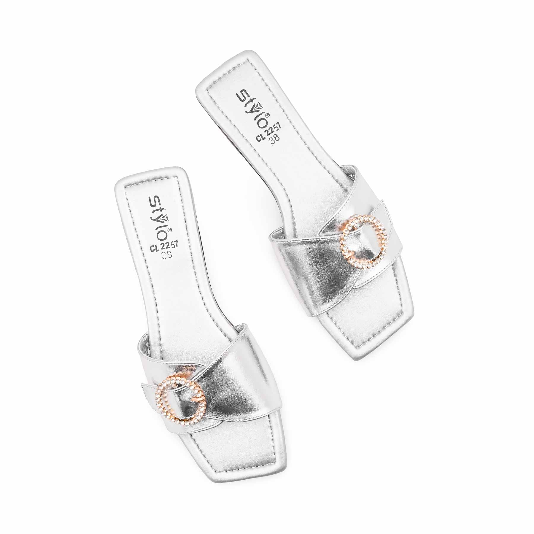 Silver Casual Slipper For Ladies CL2257 - Image 6