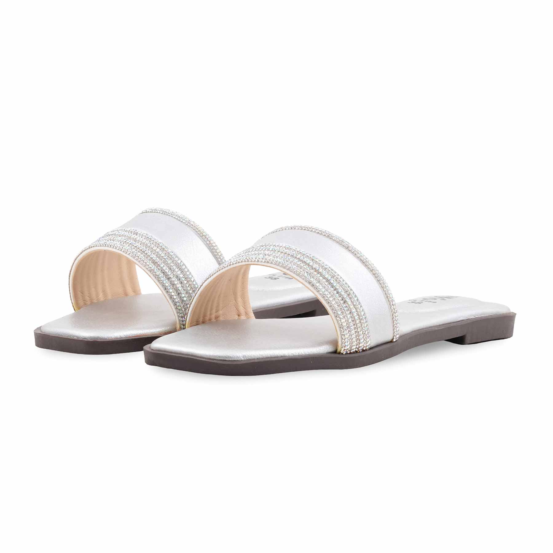 Silver Casual Slipper For Women CL2169 - Image 3