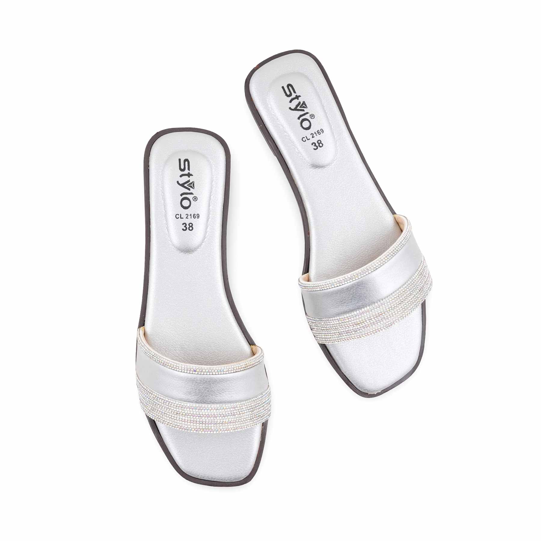 Silver Casual Slipper For Women CL2169 - Image 5