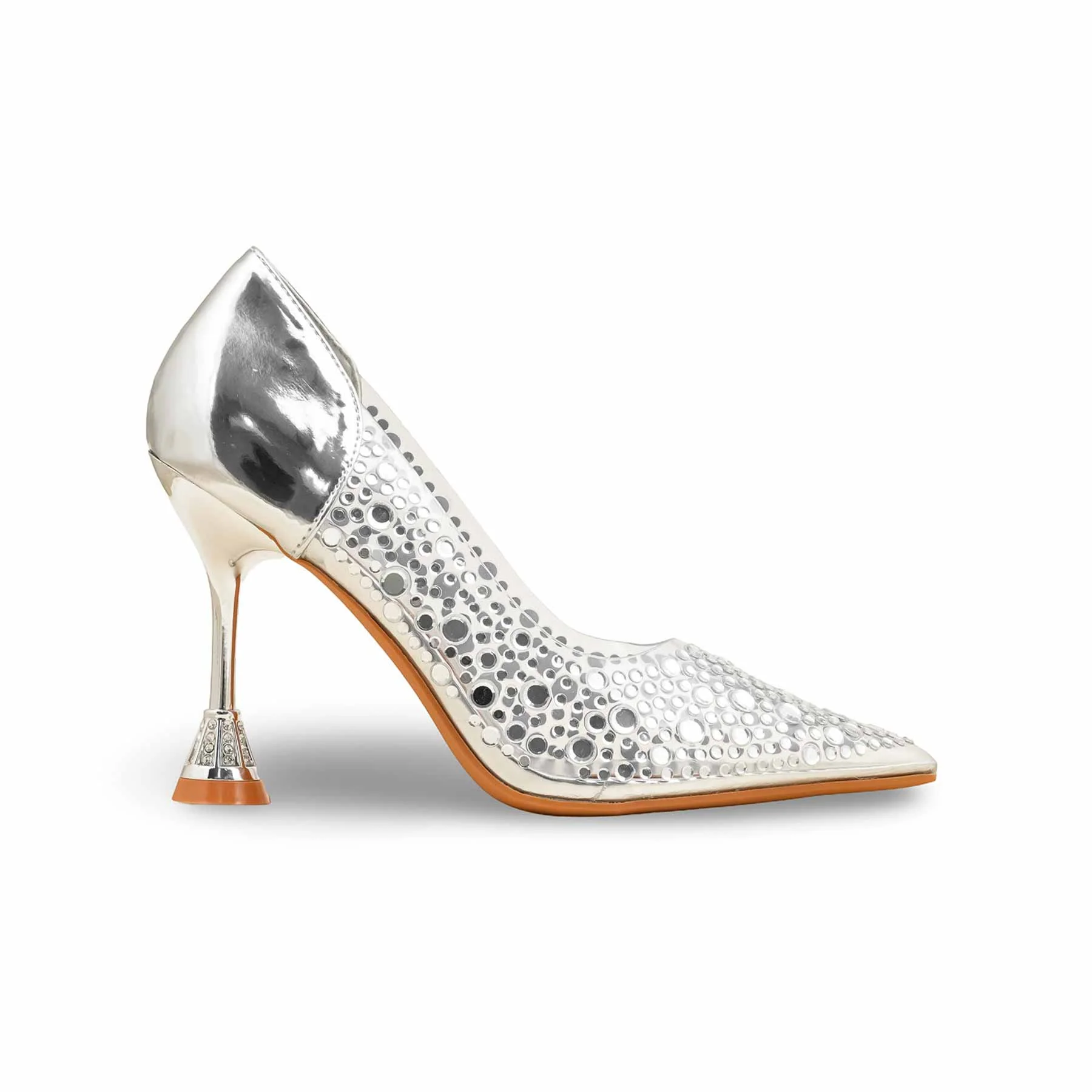 Silver Fancy Bridal Court Shoes WN7524 - Image 3
