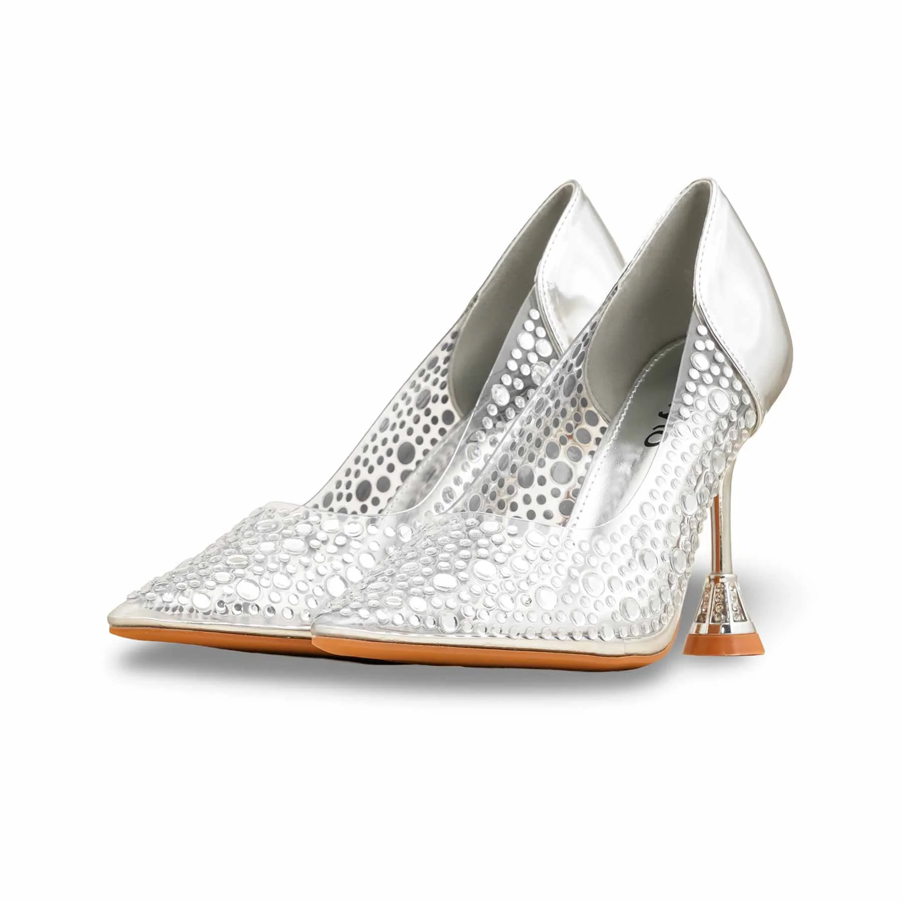 Silver Fancy Bridal Court Shoes WN7524 - Image 4