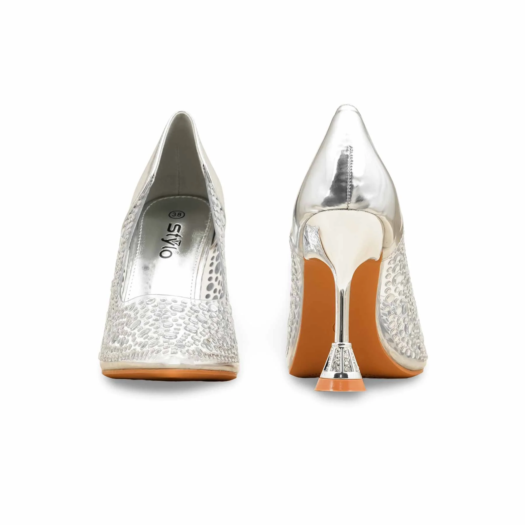Silver Fancy Bridal Court Shoes WN7524 - Image 5