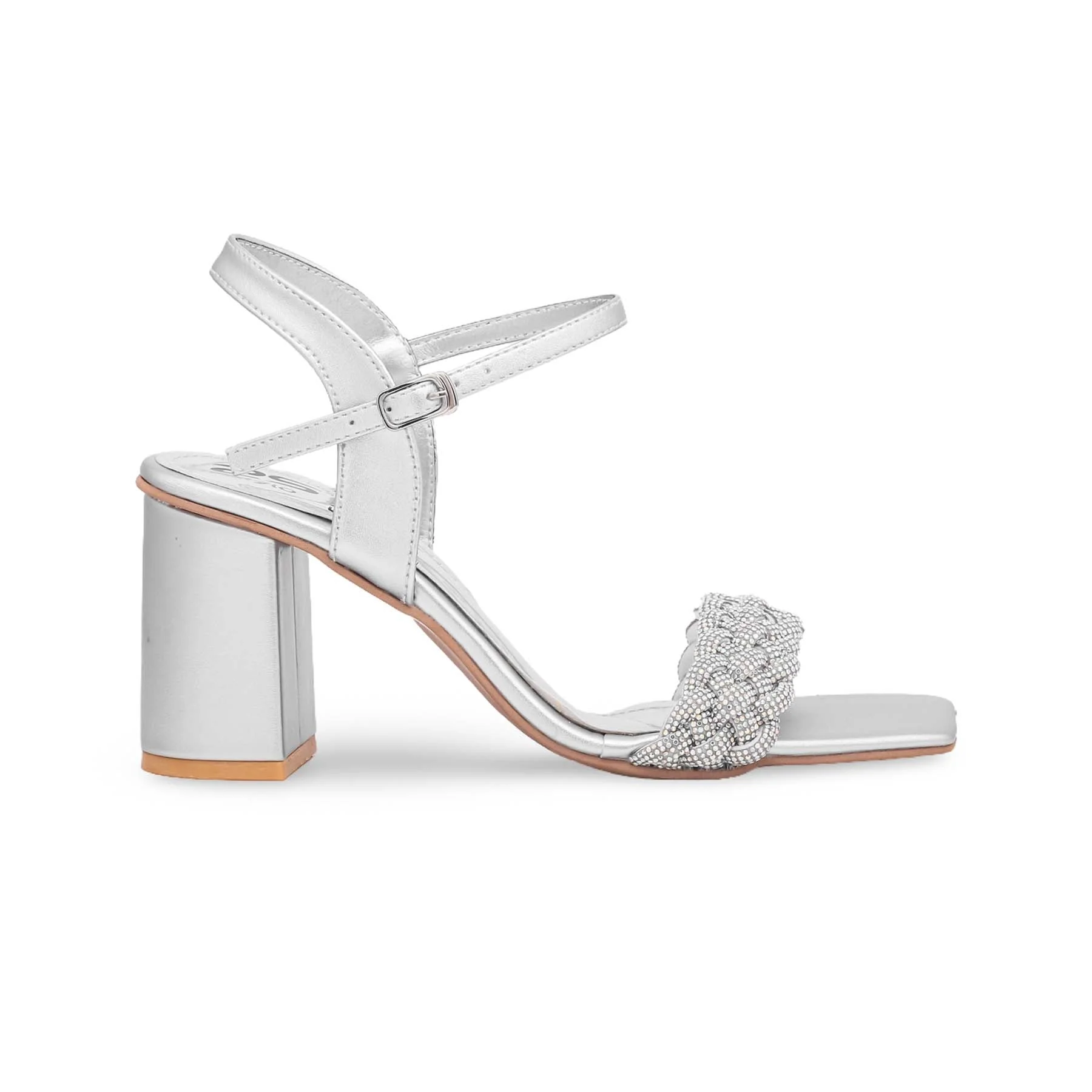 Silver Fancy Bridal Sandal FN5493 - Image 2