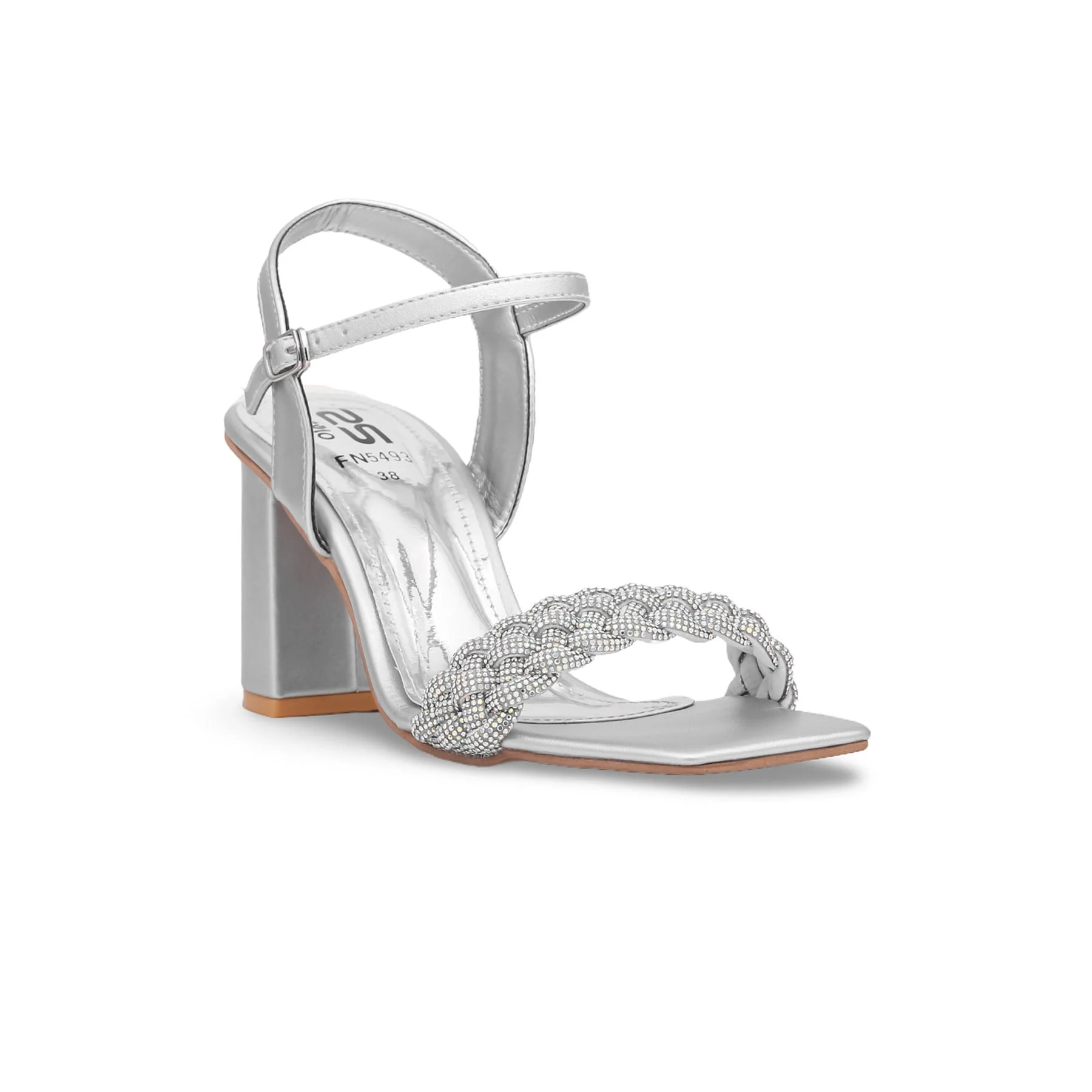 Silver Fancy Bridal Sandal FN5493 - Image 3