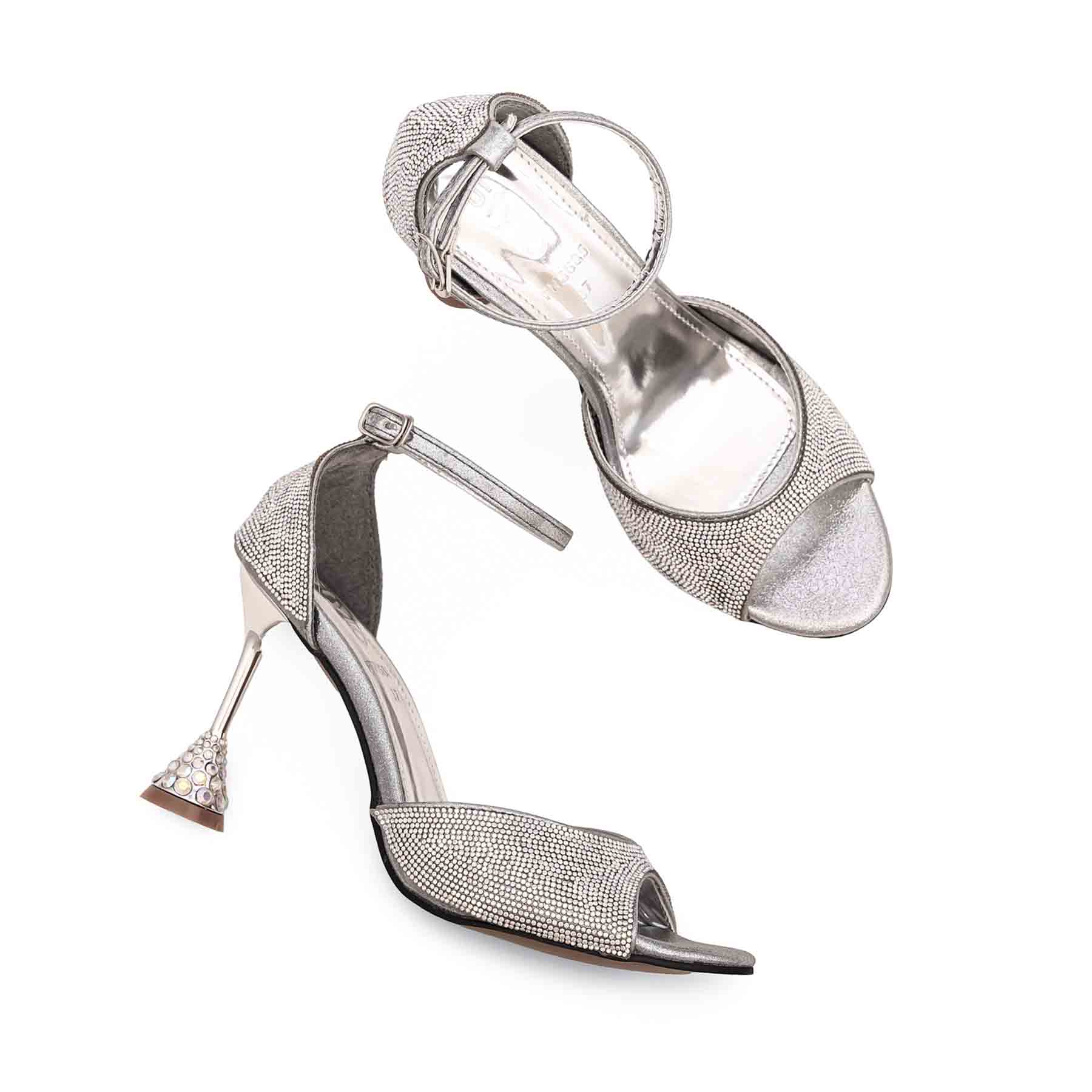 Silver Fancy Bridal Sandal FN5885 - Image 5
