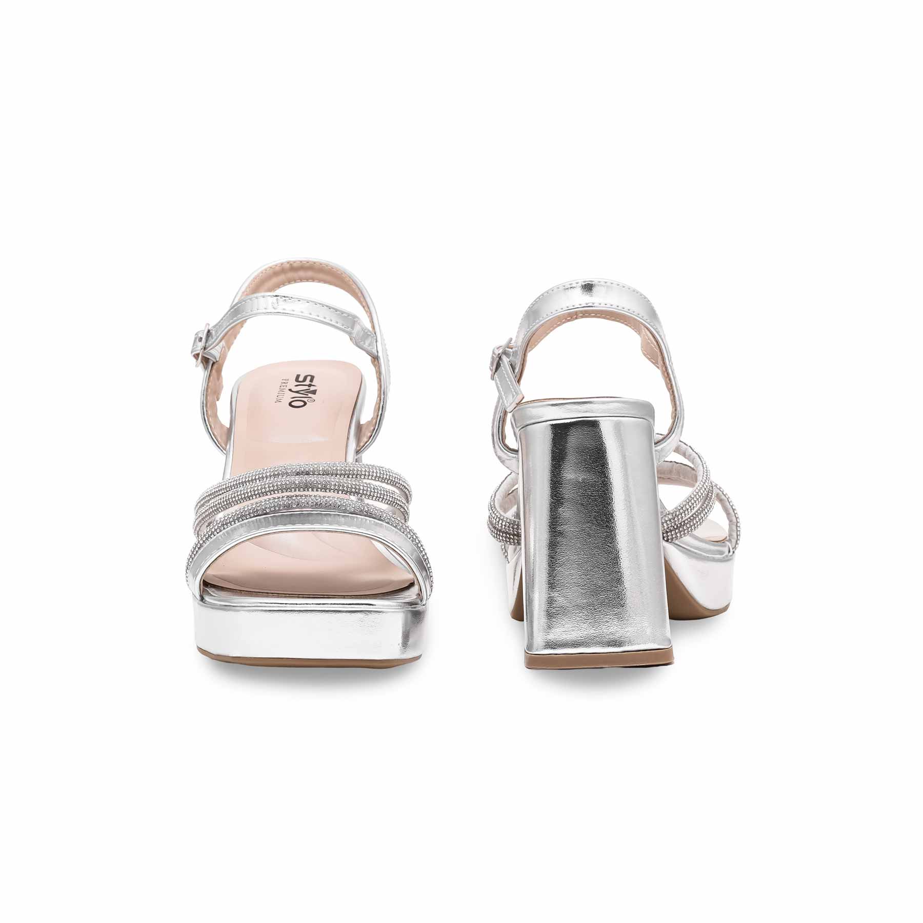 Silver Fancy Bridal Sandal FN5945 - Image 4