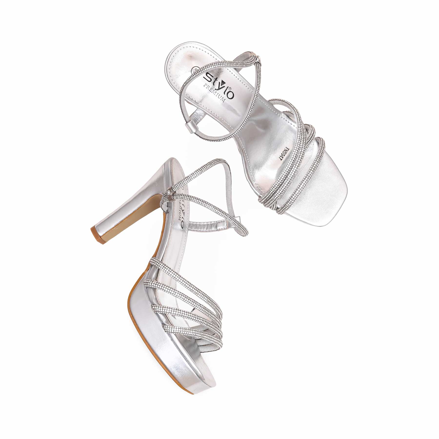 Silver Fancy Bridal Sandal FN5947 - Image 5