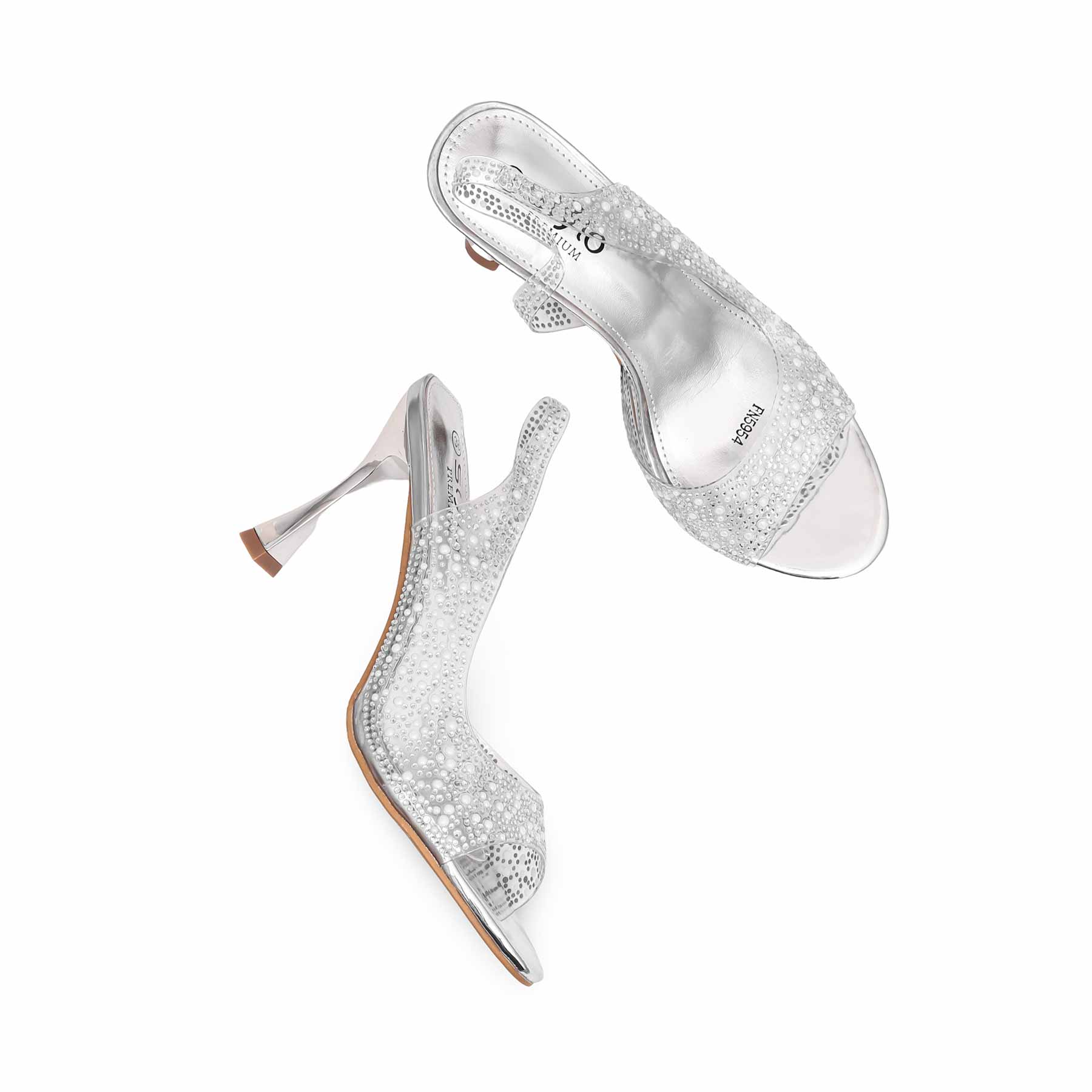 Silver Fancy Bridal Sandal FN5954 - Image 5