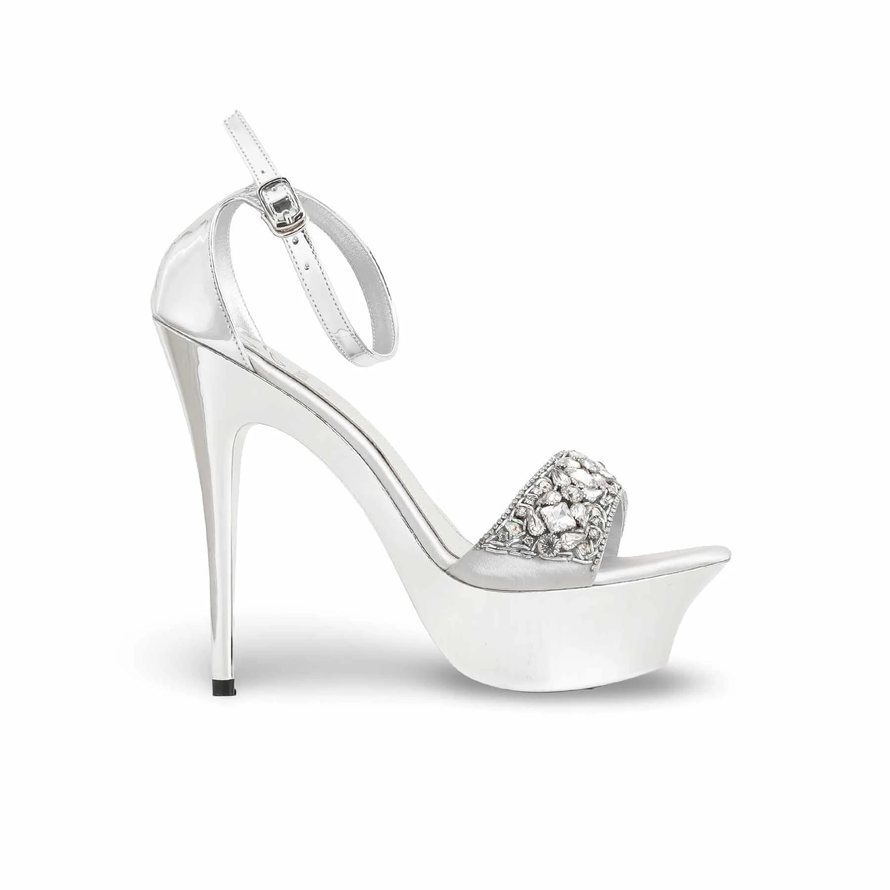 Silver Fancy Bridal Sandal FN6016 - Image 3