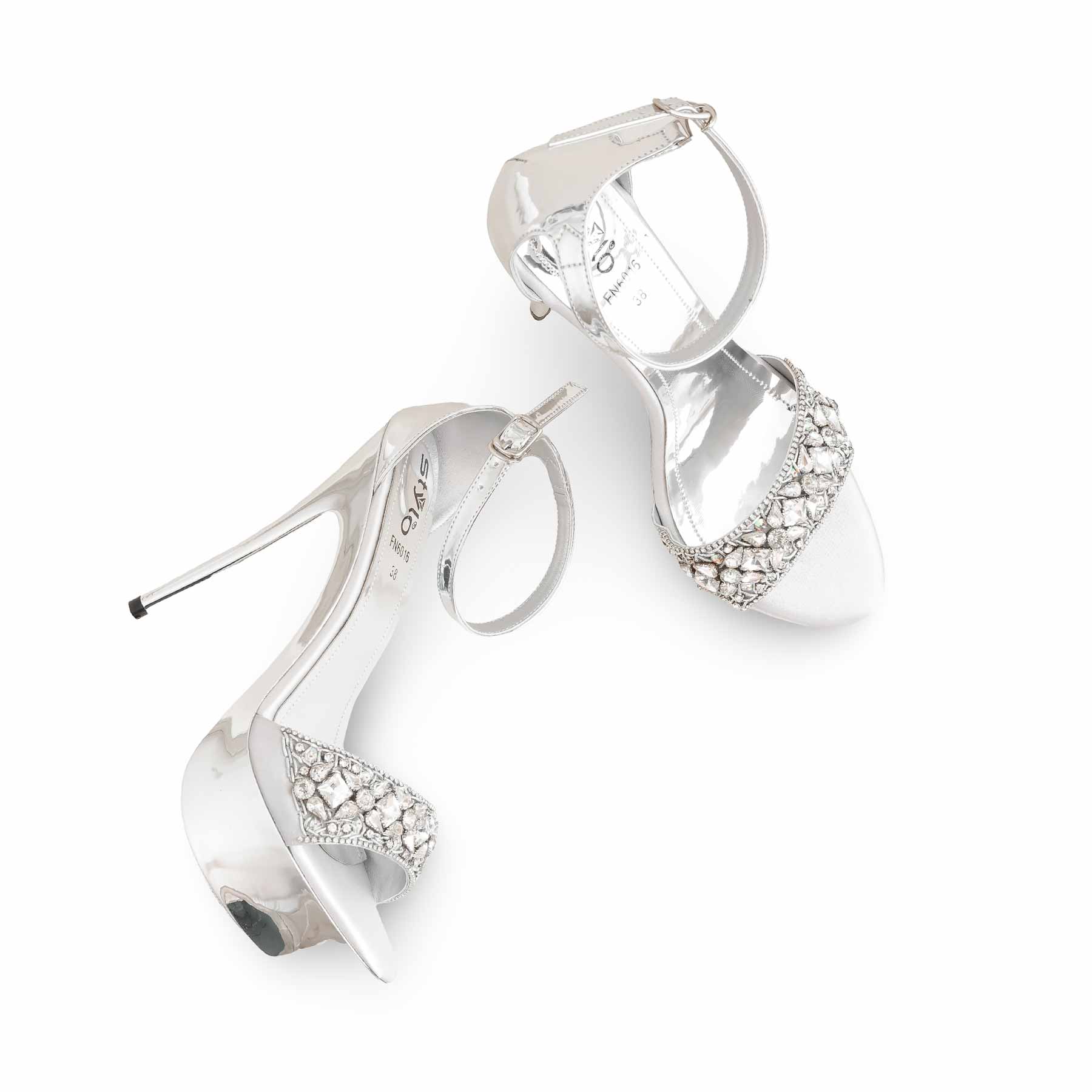 Silver Fancy Bridal Sandal FN6016 - Image 6