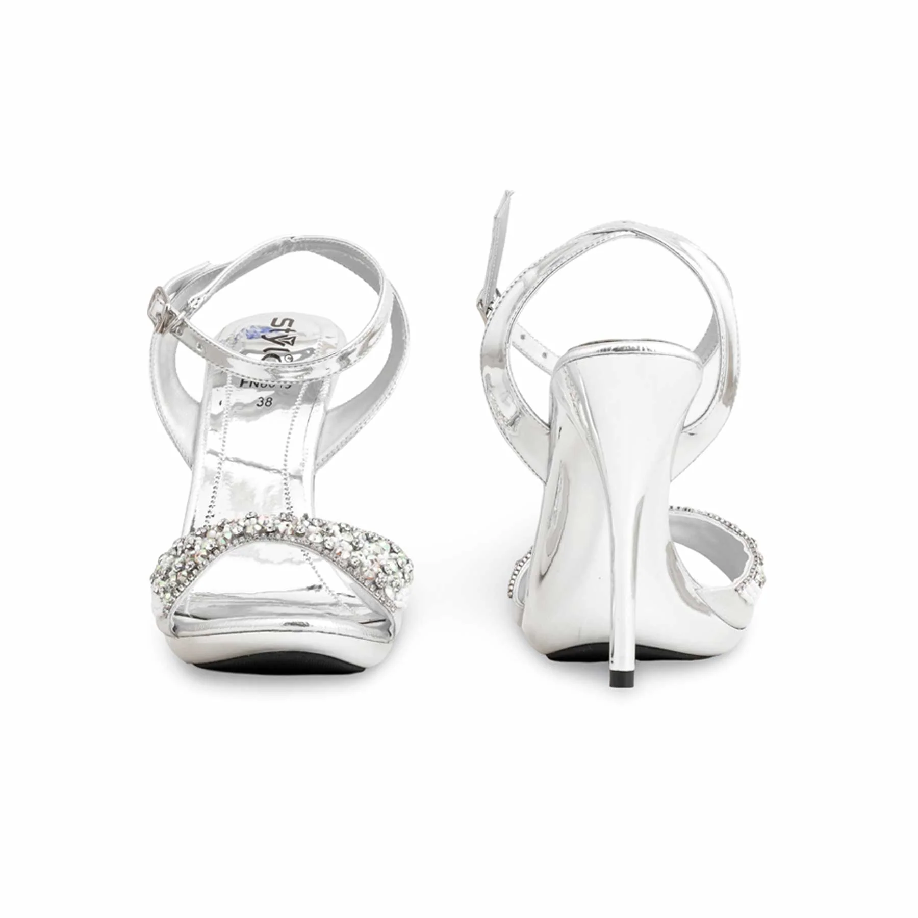 Silver Fancy Bridal Sandal FN6019 - Image 4