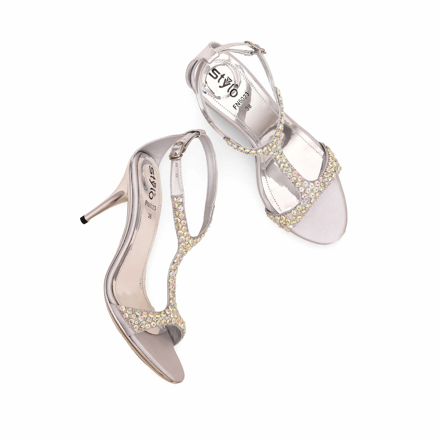 Silver Fancy Bridal Sandal FN6023 - Image 5