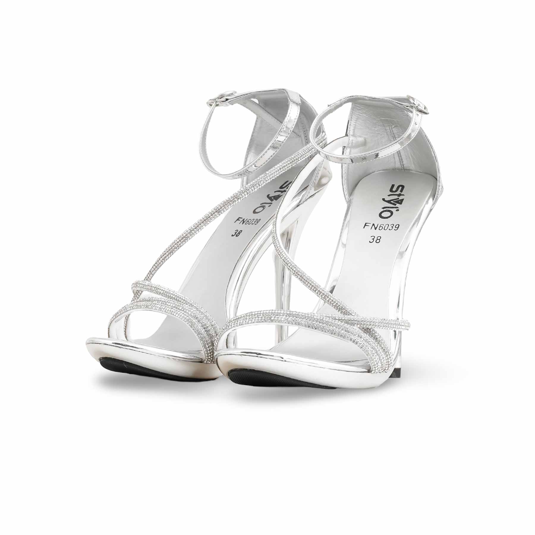 Silver Fancy Bridal Sandal FN6039 - Image 3