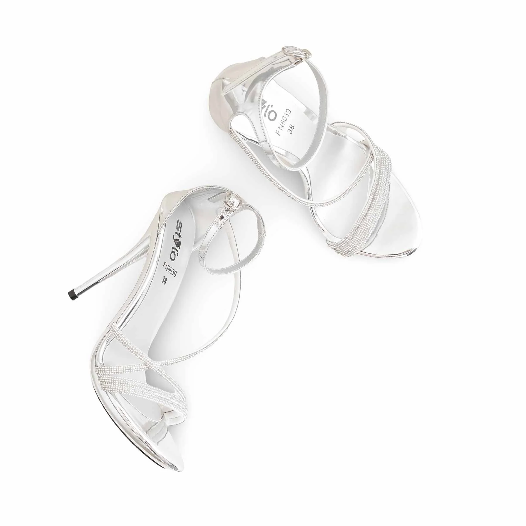 Silver Fancy Bridal Sandal FN6039 - Image 5