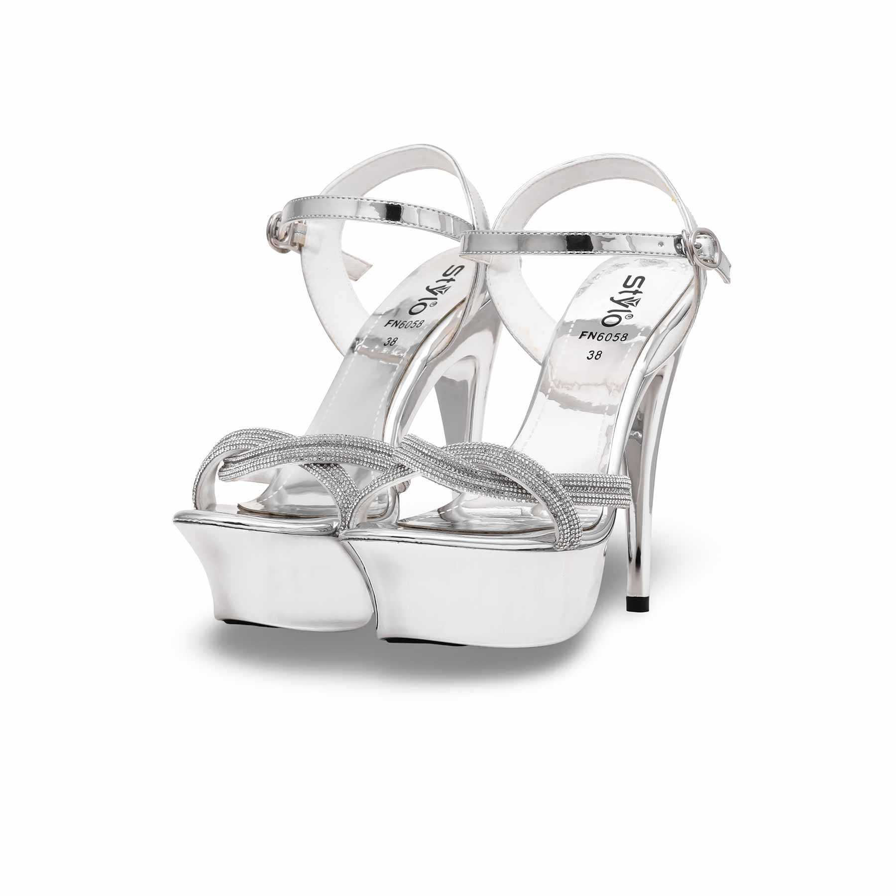 Silver Fancy Bridal Sandal FN6058 - Image 3