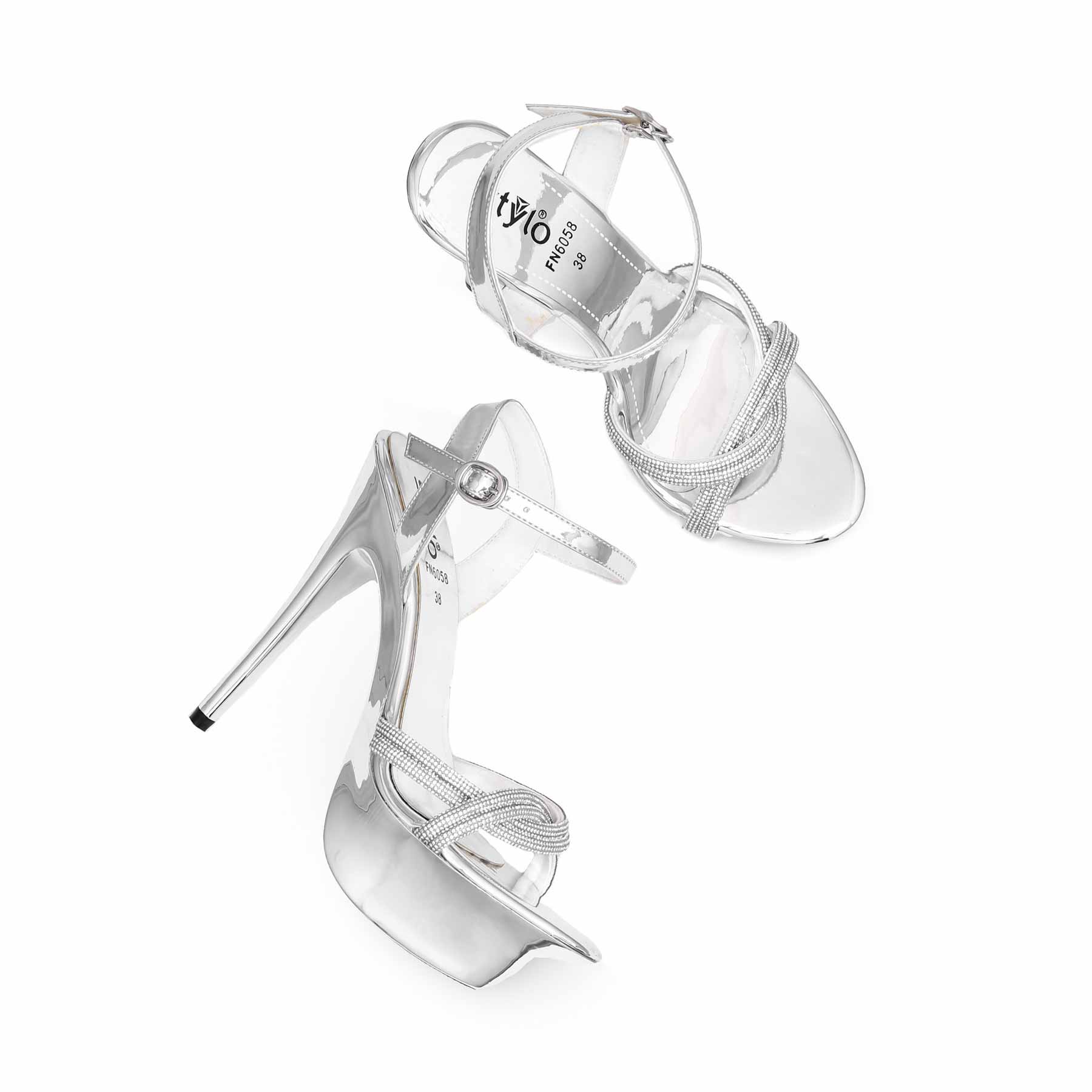 Silver Fancy Bridal Sandal FN6058 - Image 5