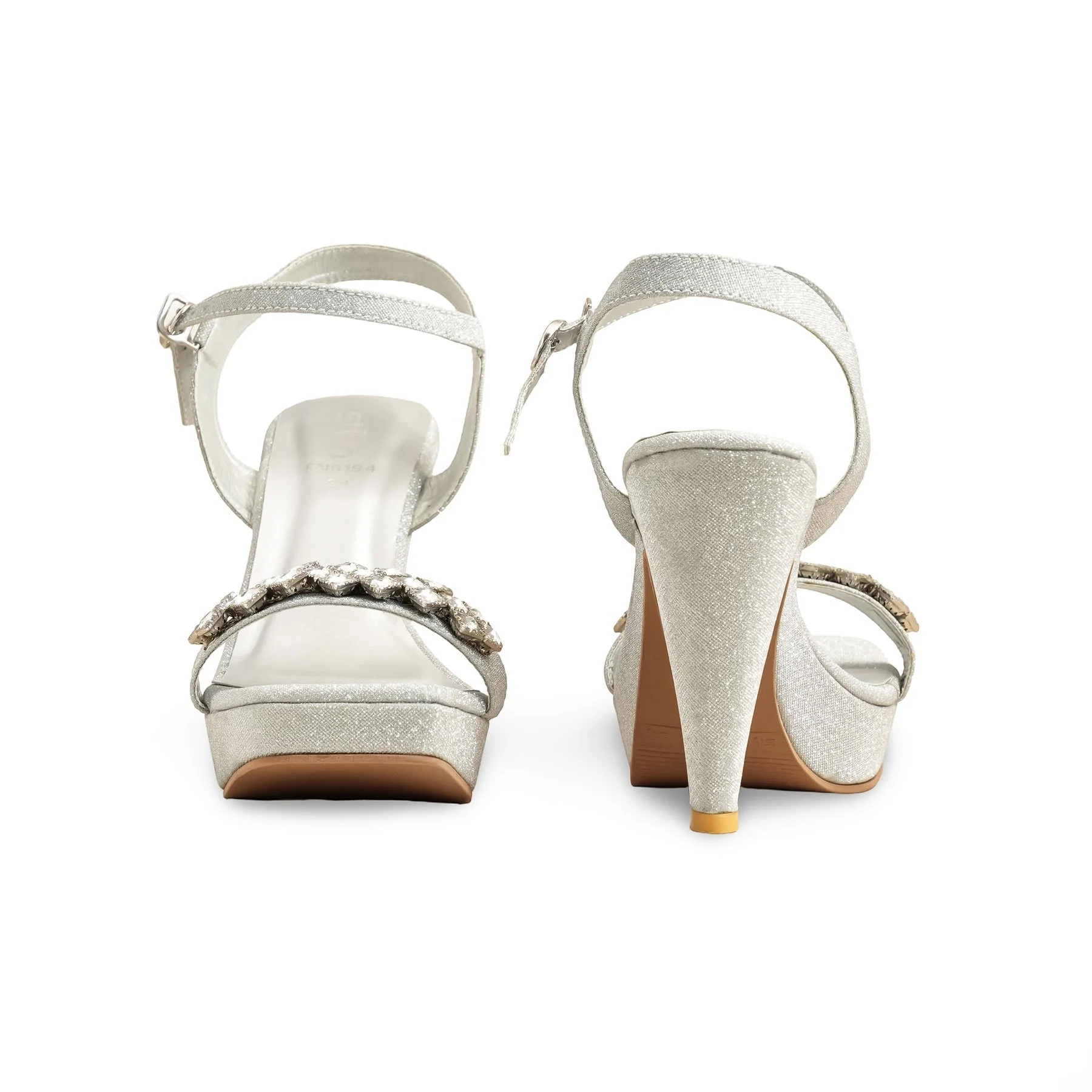 Silver Fancy Bridal Sandal FN6194 - Image 4