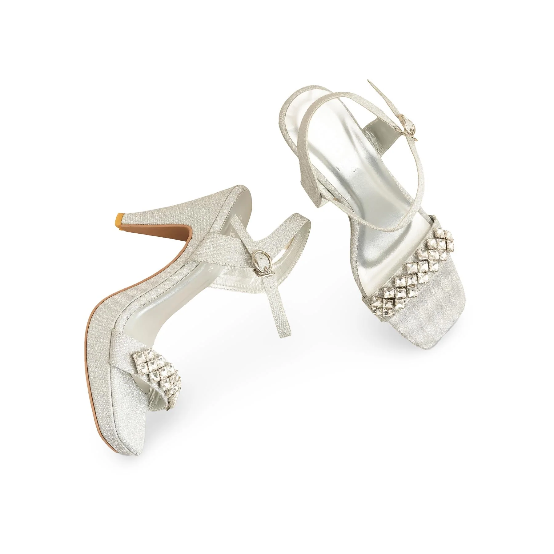 Silver Fancy Bridal Sandal FN6194 - Image 5