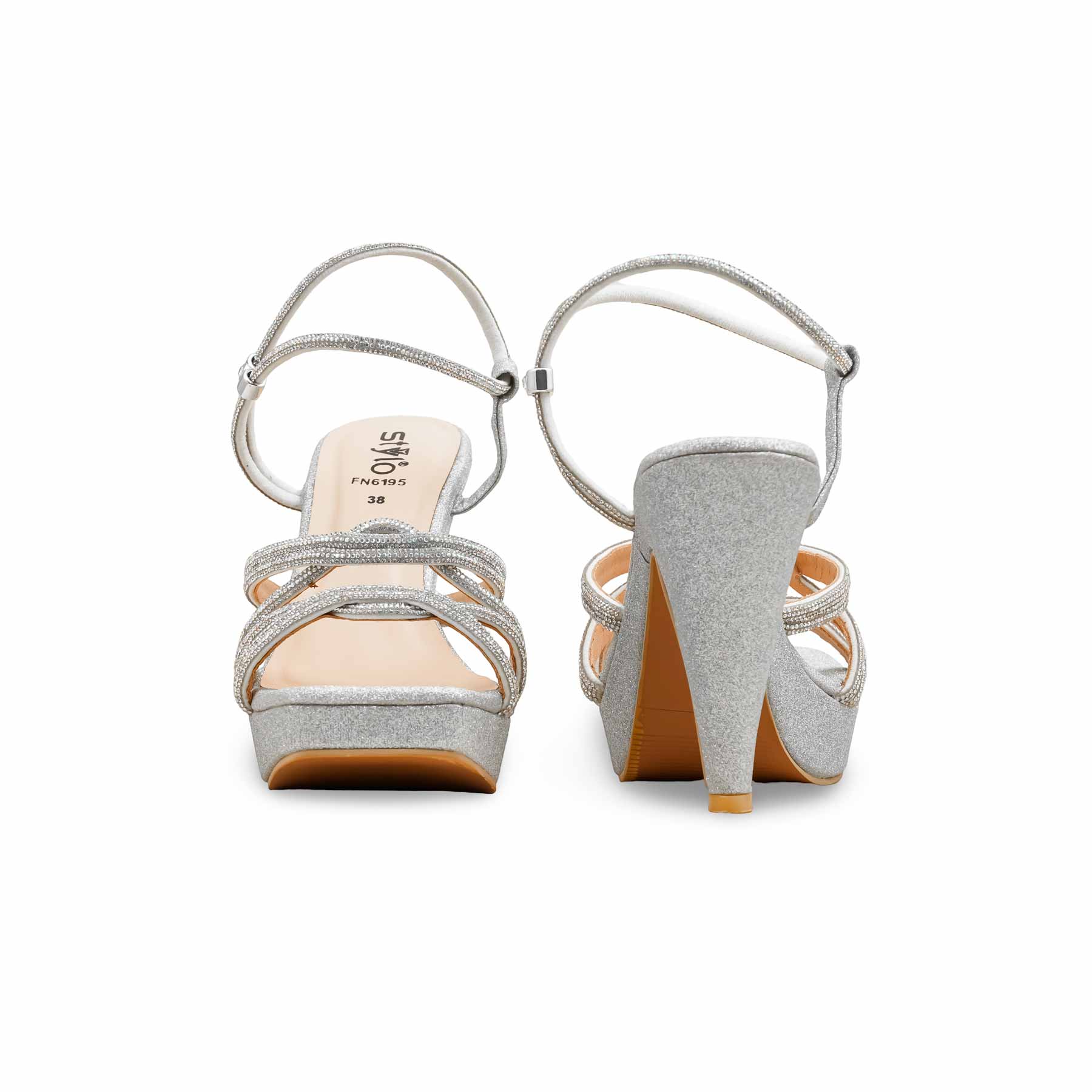 Silver Fancy Bridal Sandal FN6195 - Image 4
