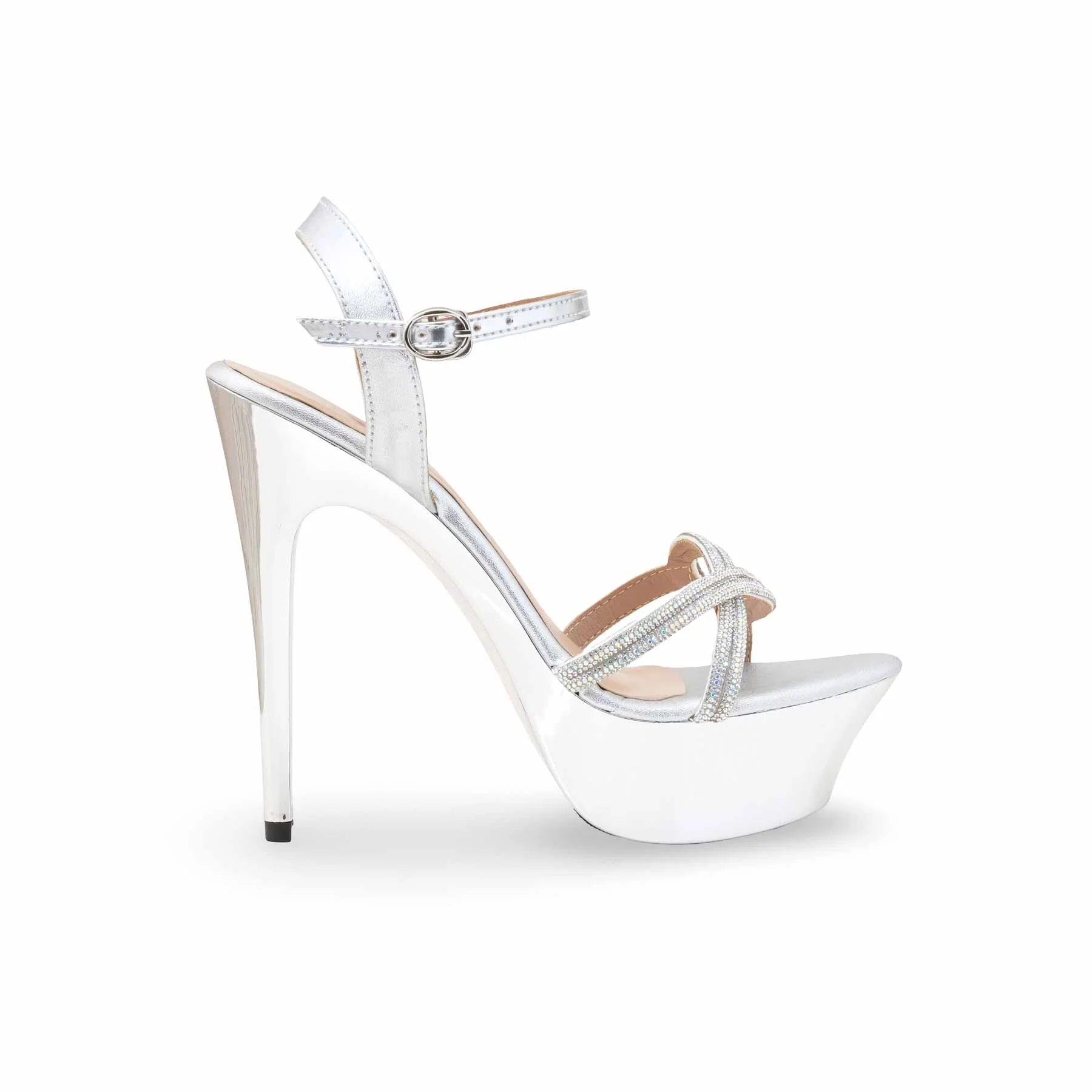 Silver Fancy Bridal Sandal FN6215 - Image 2