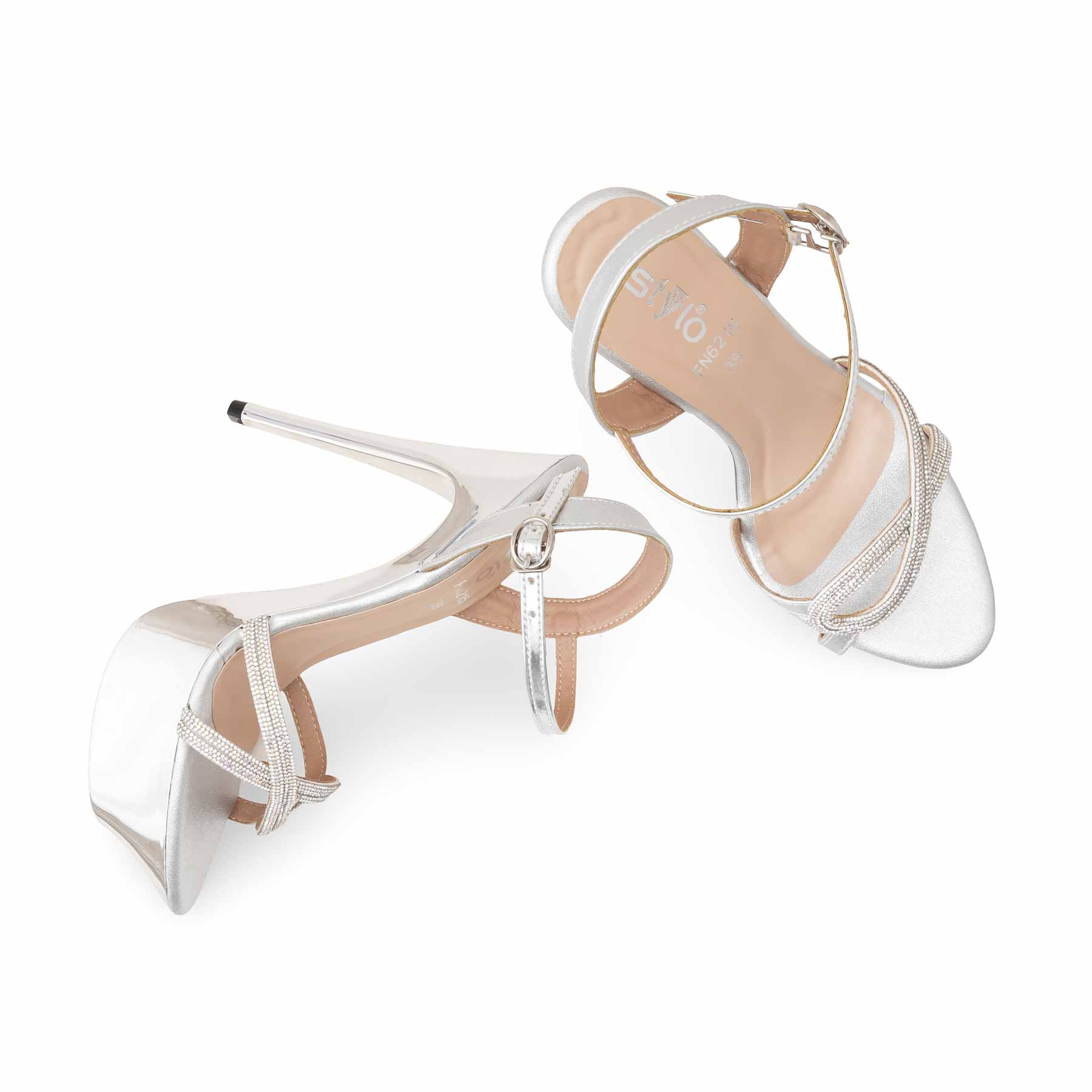 Silver Fancy Bridal Sandal FN6215 - Image 5
