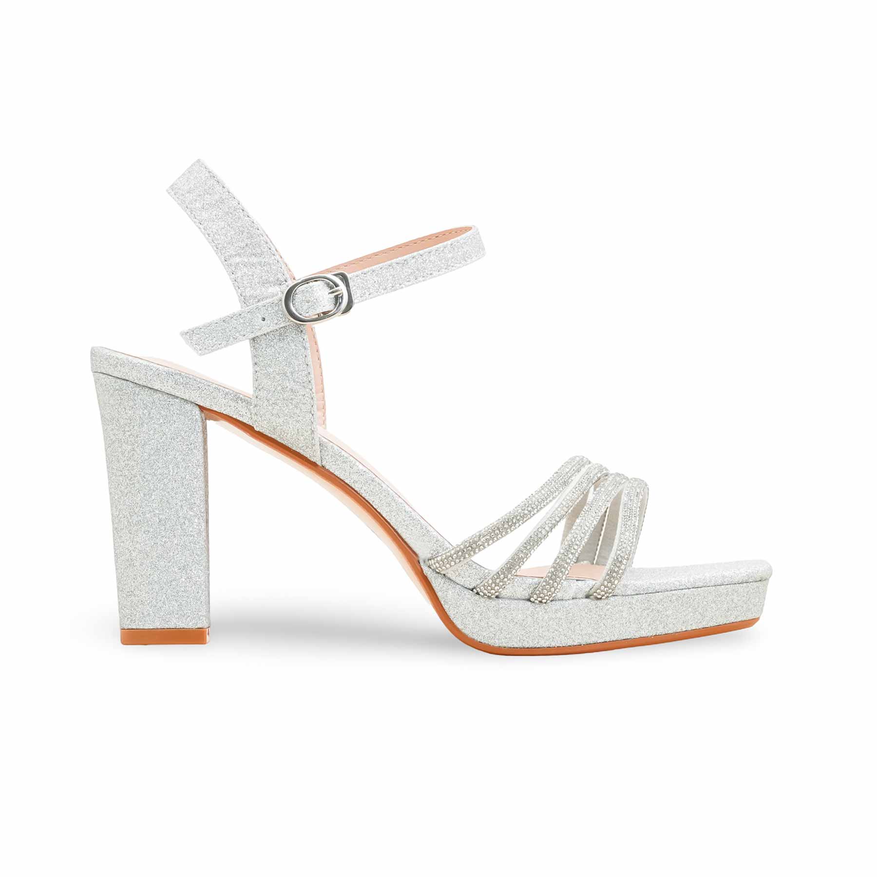 Silver Fancy Bridal Sandal FN6243 - Image 2