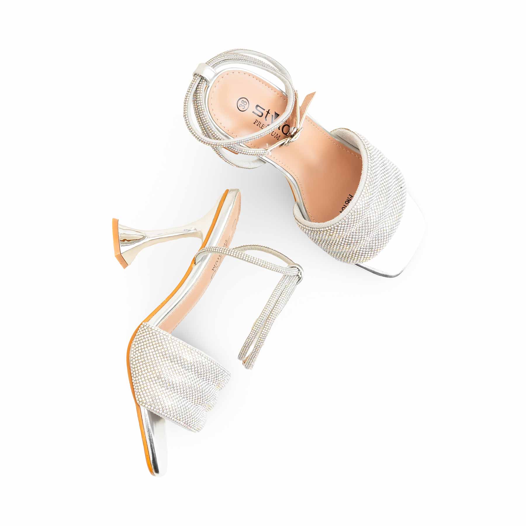 Silver Fancy Bridal Sandal For Ladies FN6104 - Image 6
