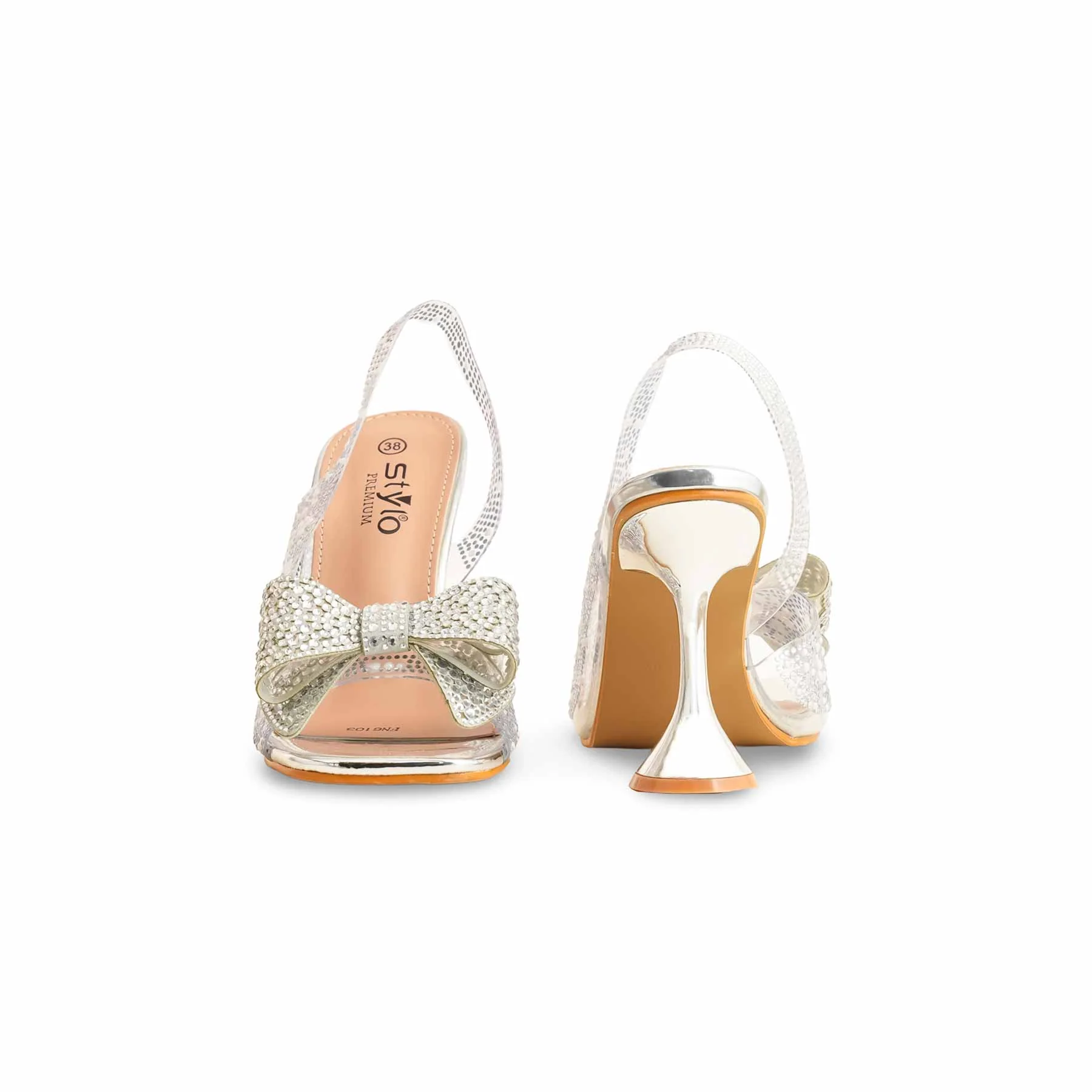Silver Fancy Bridal Sandal FN6103 - Image 5