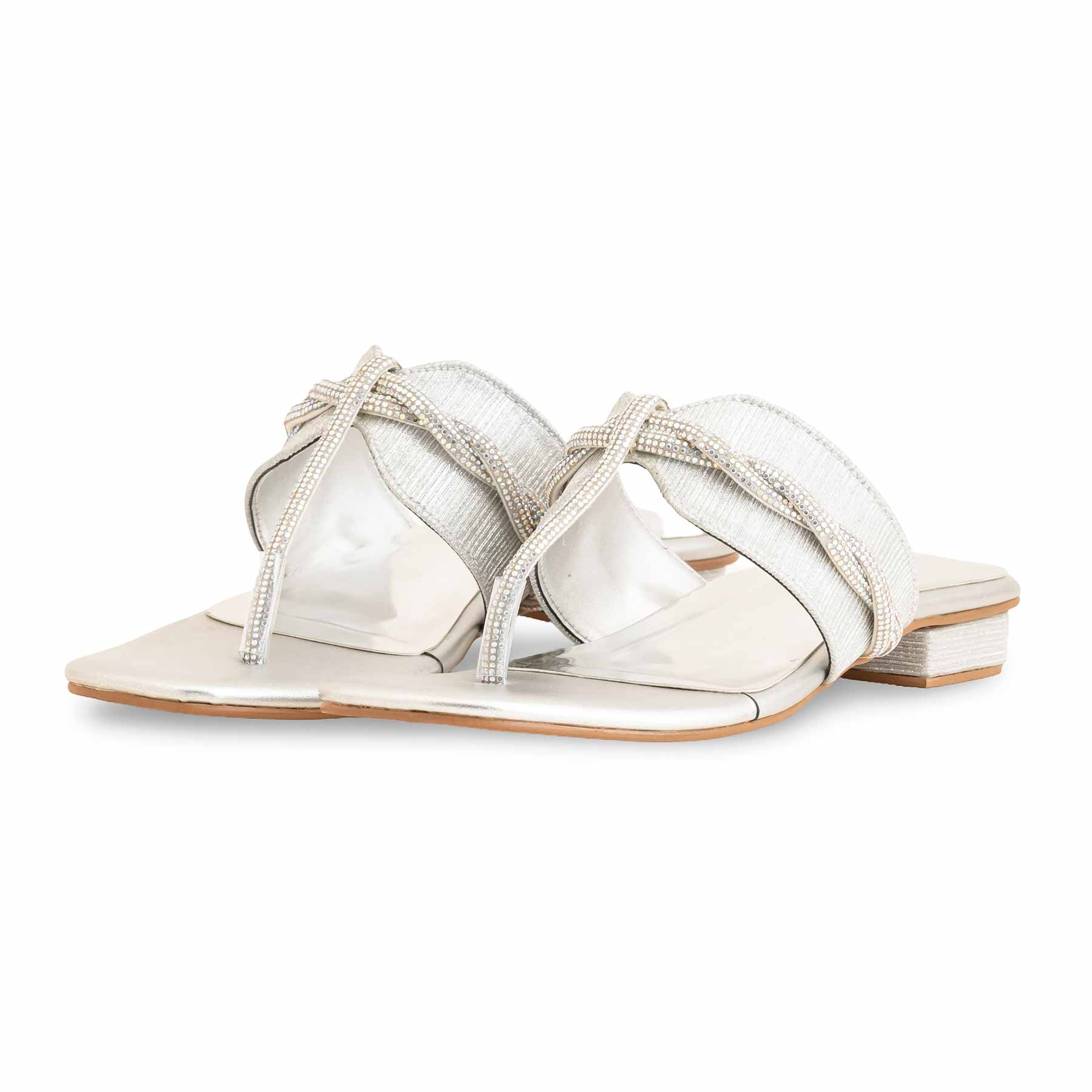 Silver Fancy Chappal For Ladies FN0803 - Image 3