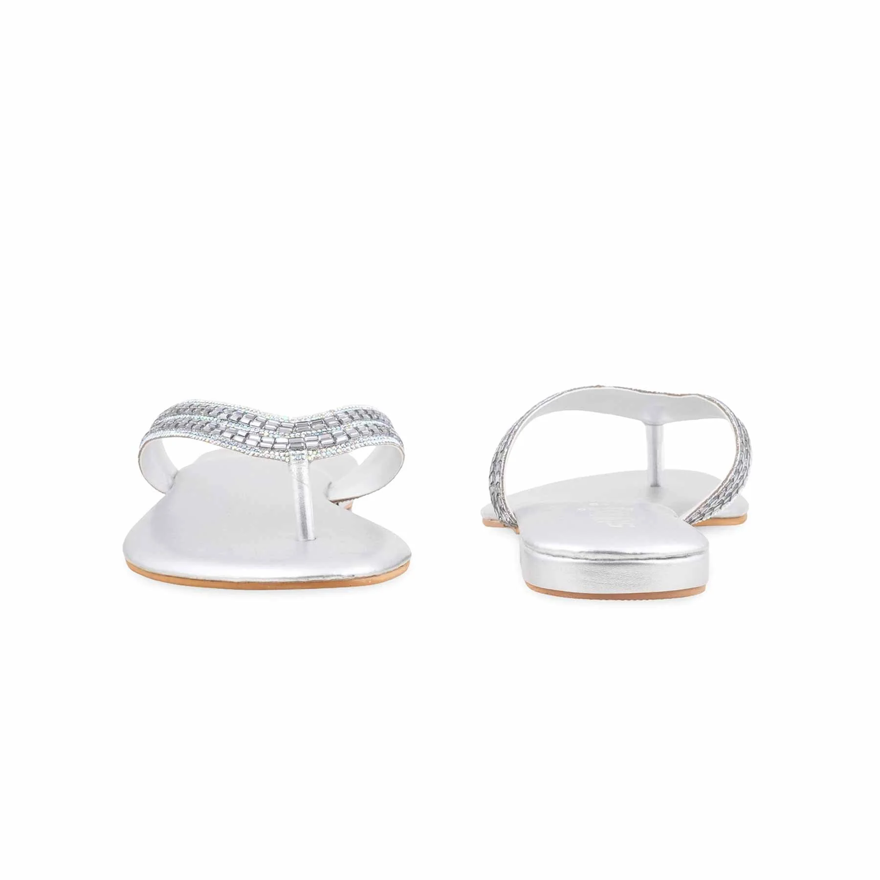 Silver Fancy Chappal For Ladies FN0829 - Image 4